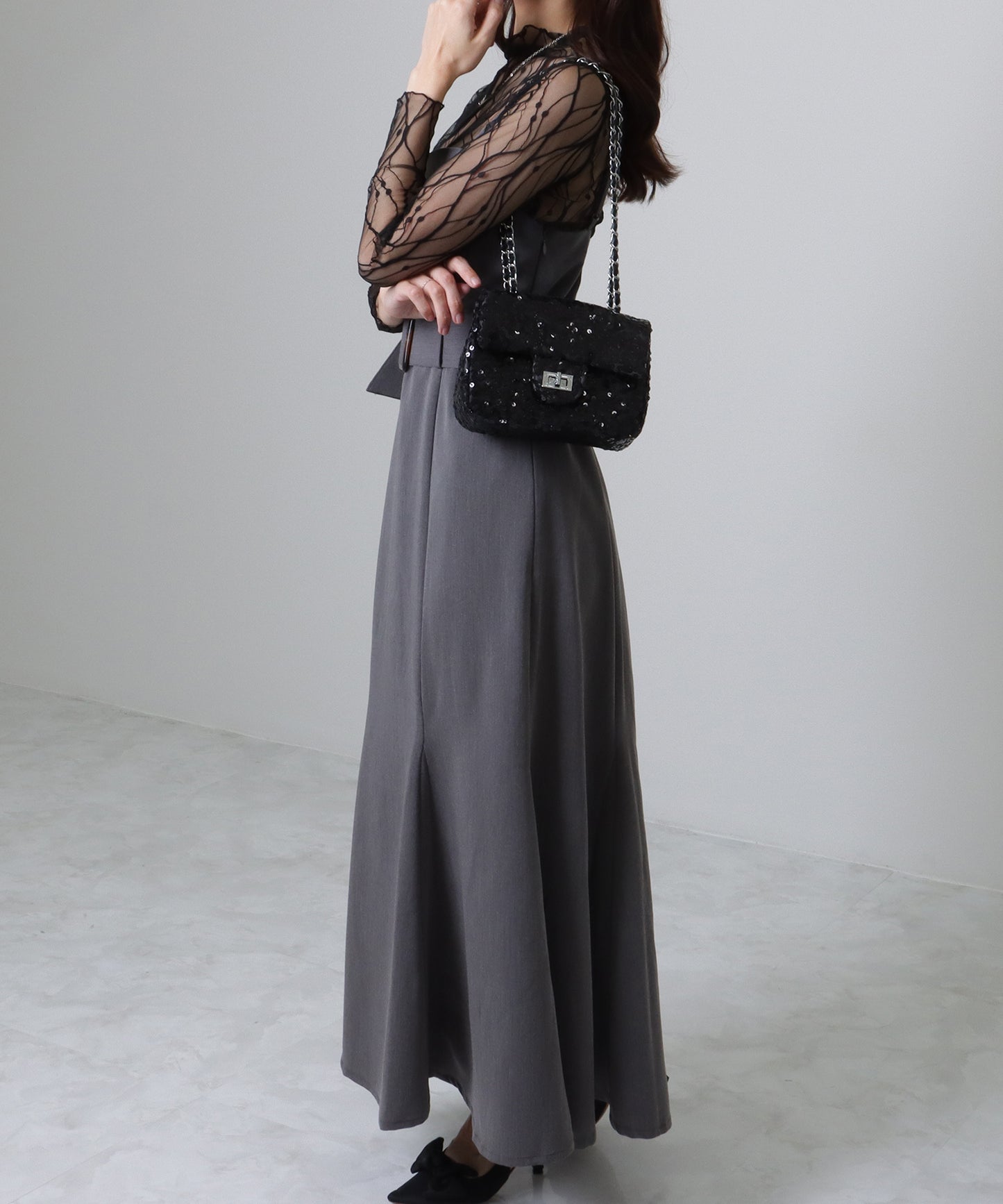 スパンコール フラップ ミニ ショルダー バッグ