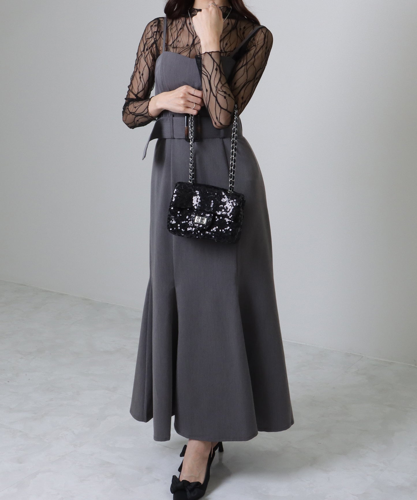 スパンコール フラップ ミニ ショルダー バッグ