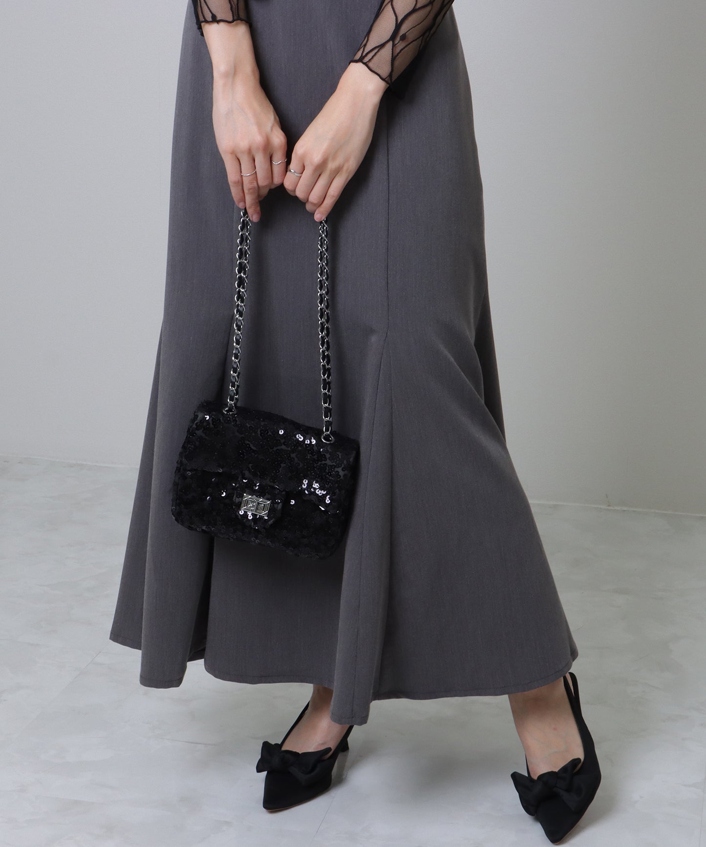 スパンコール フラップ ミニ ショルダー バッグ