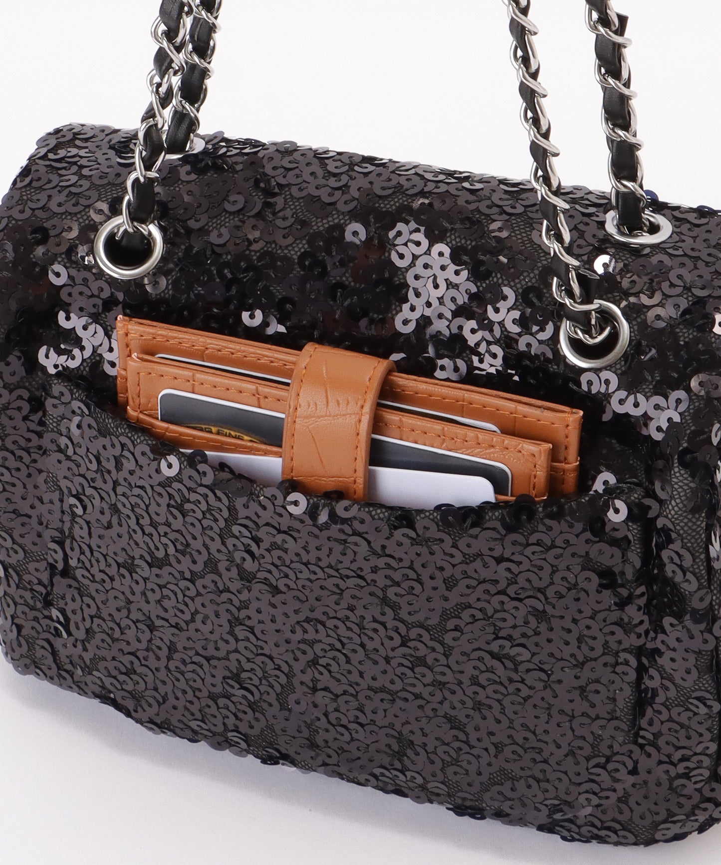 スパンコール フラップ ミニ ショルダー バッグ