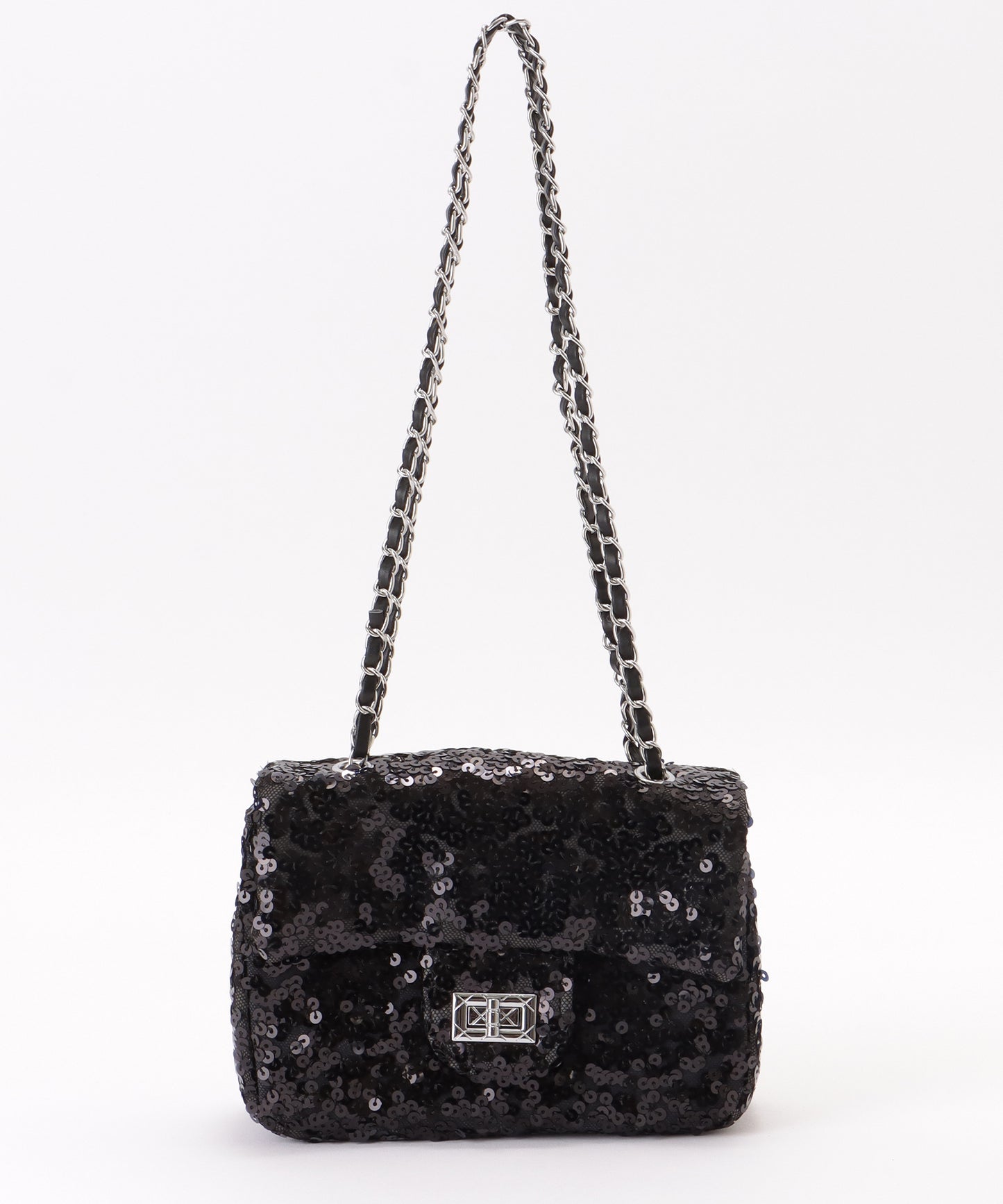 スパンコール フラップ ミニ ショルダー バッグ