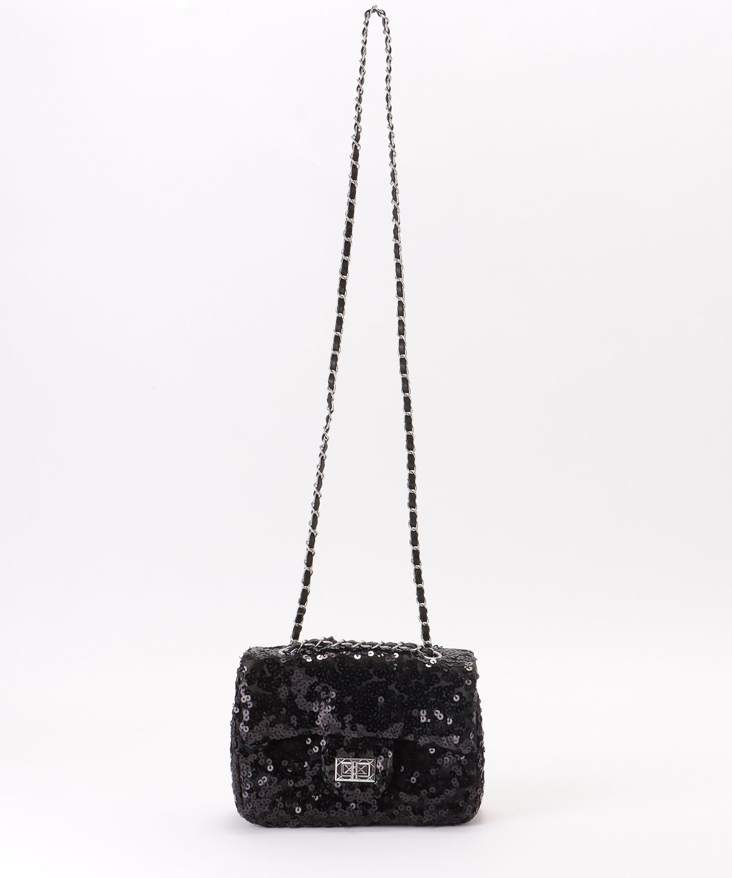 スパンコール フラップ ミニ ショルダー バッグ