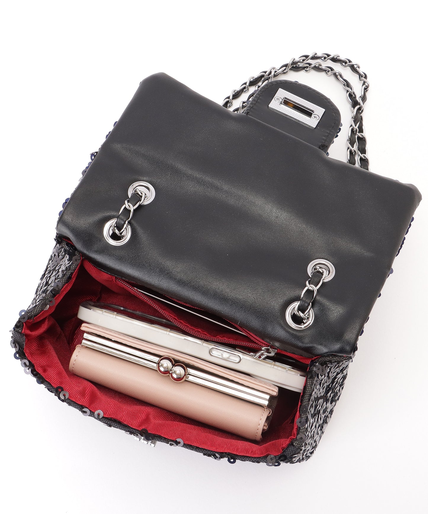 スパンコール フラップ ミニ ショルダー バッグ