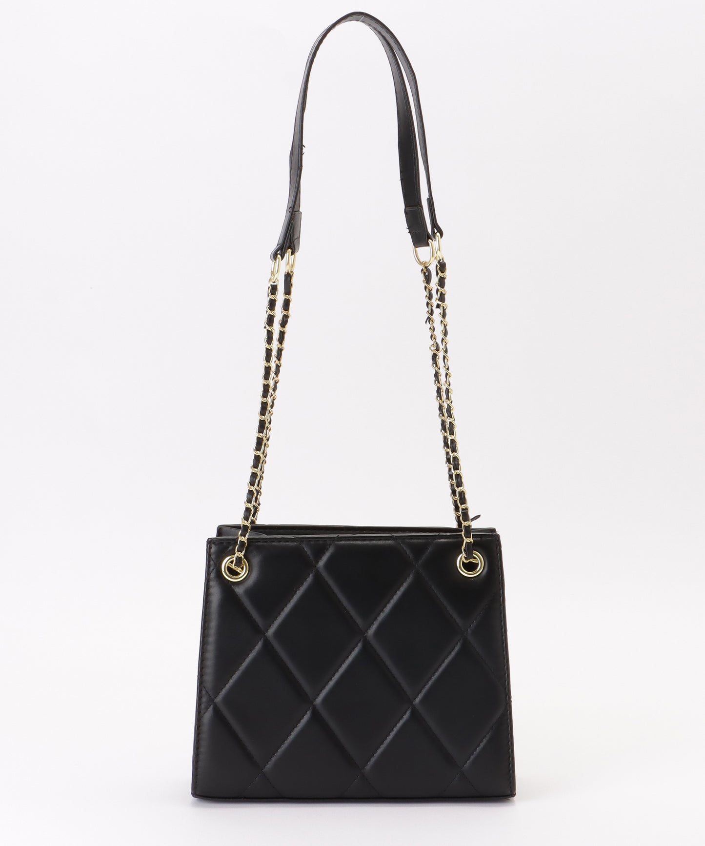 レザー調 スクエア キルティング チェーン バッグ