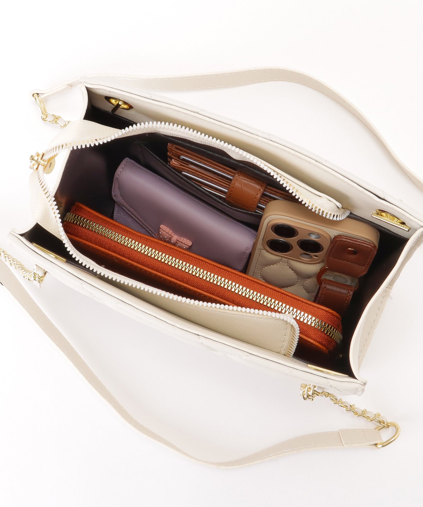 レザー調 スクエア キルティング チェーン バッグ