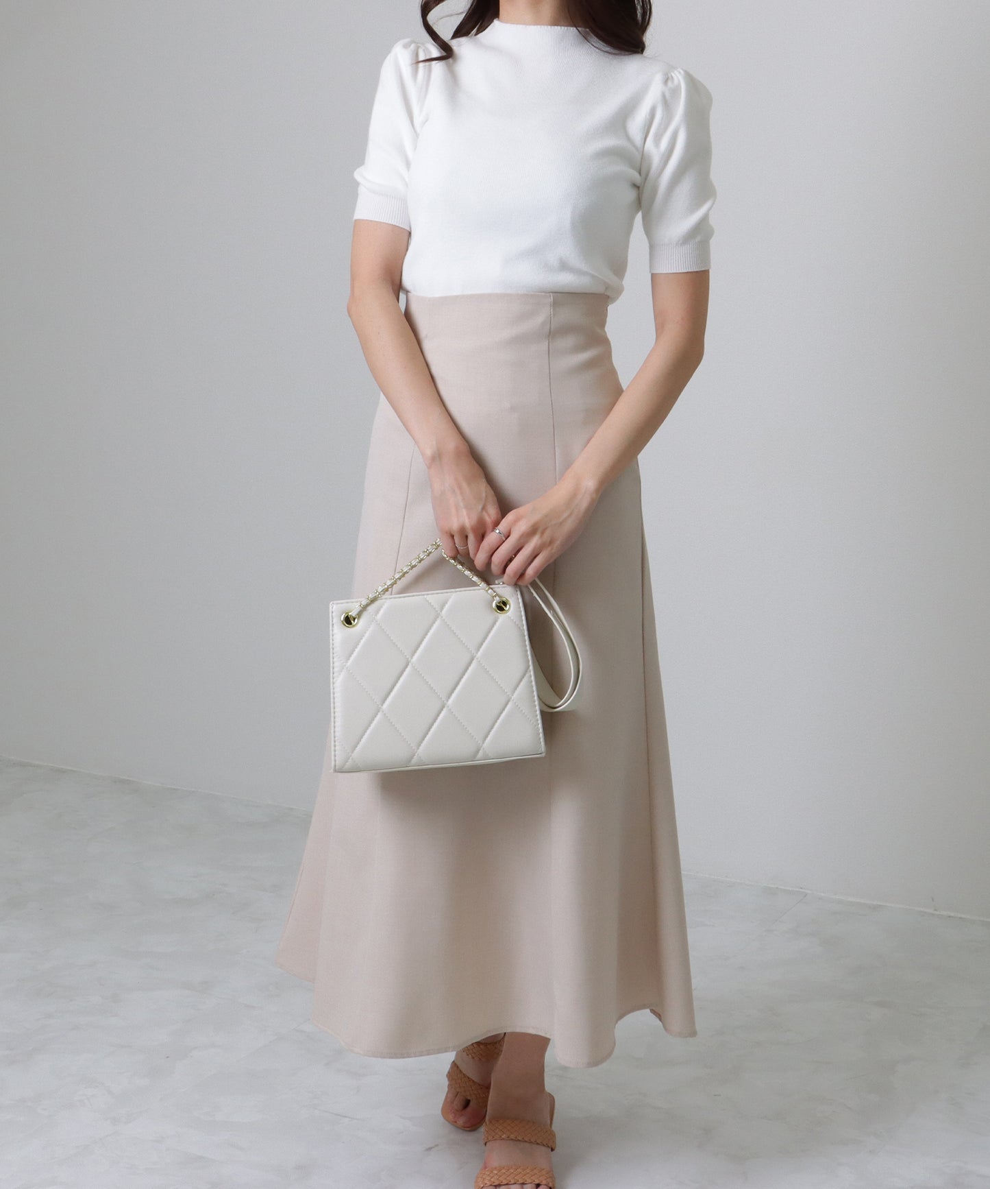 レザー調 スクエア キルティング チェーン バッグ