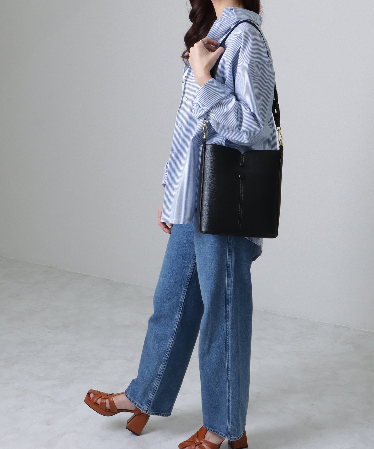 ポーチ付き 2WAY ストラップ レザー調 スクエア バッグ