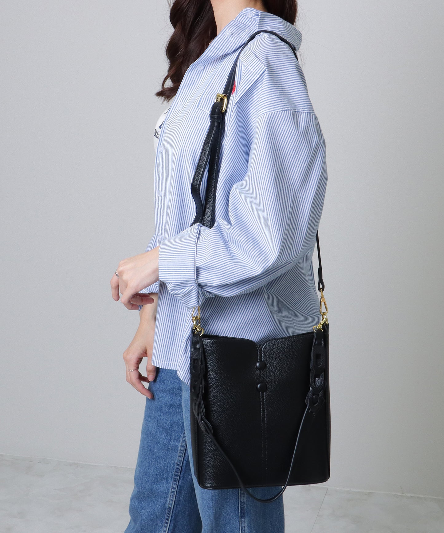 ポーチ付き 2WAY ストラップ レザー調 スクエア バッグ