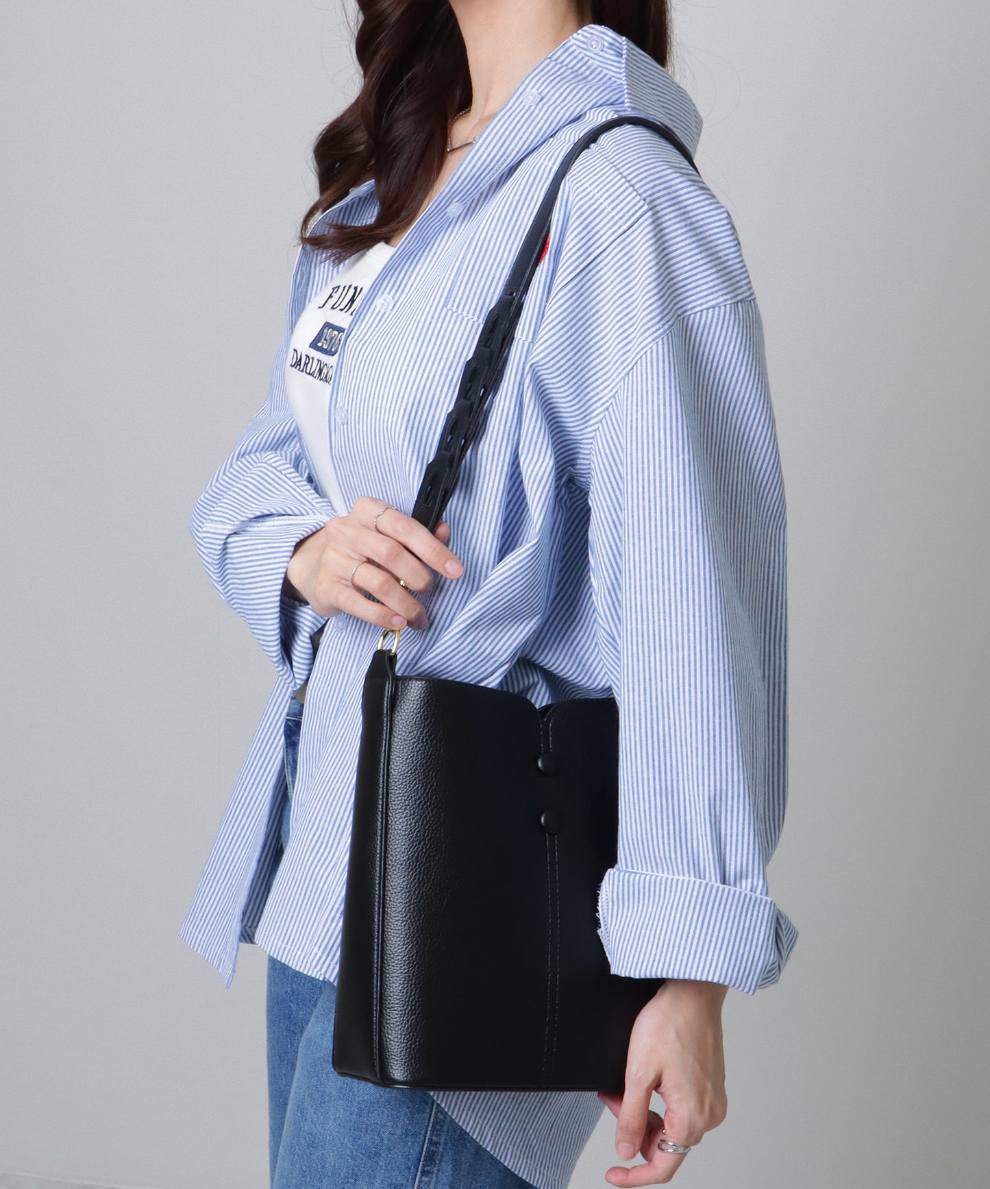 ポーチ付き 2WAY ストラップ レザー調 スクエア バッグ