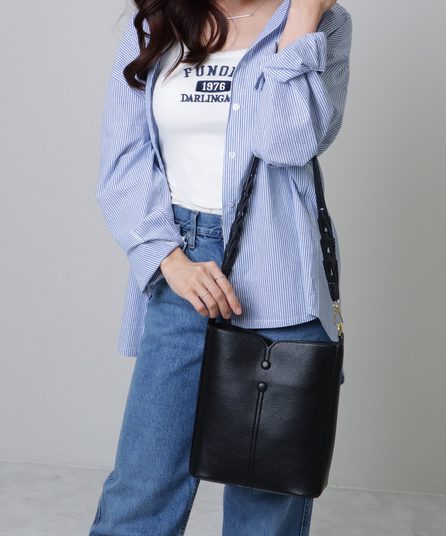 ポーチ付き 2WAY ストラップ レザー調 スクエア バッグ