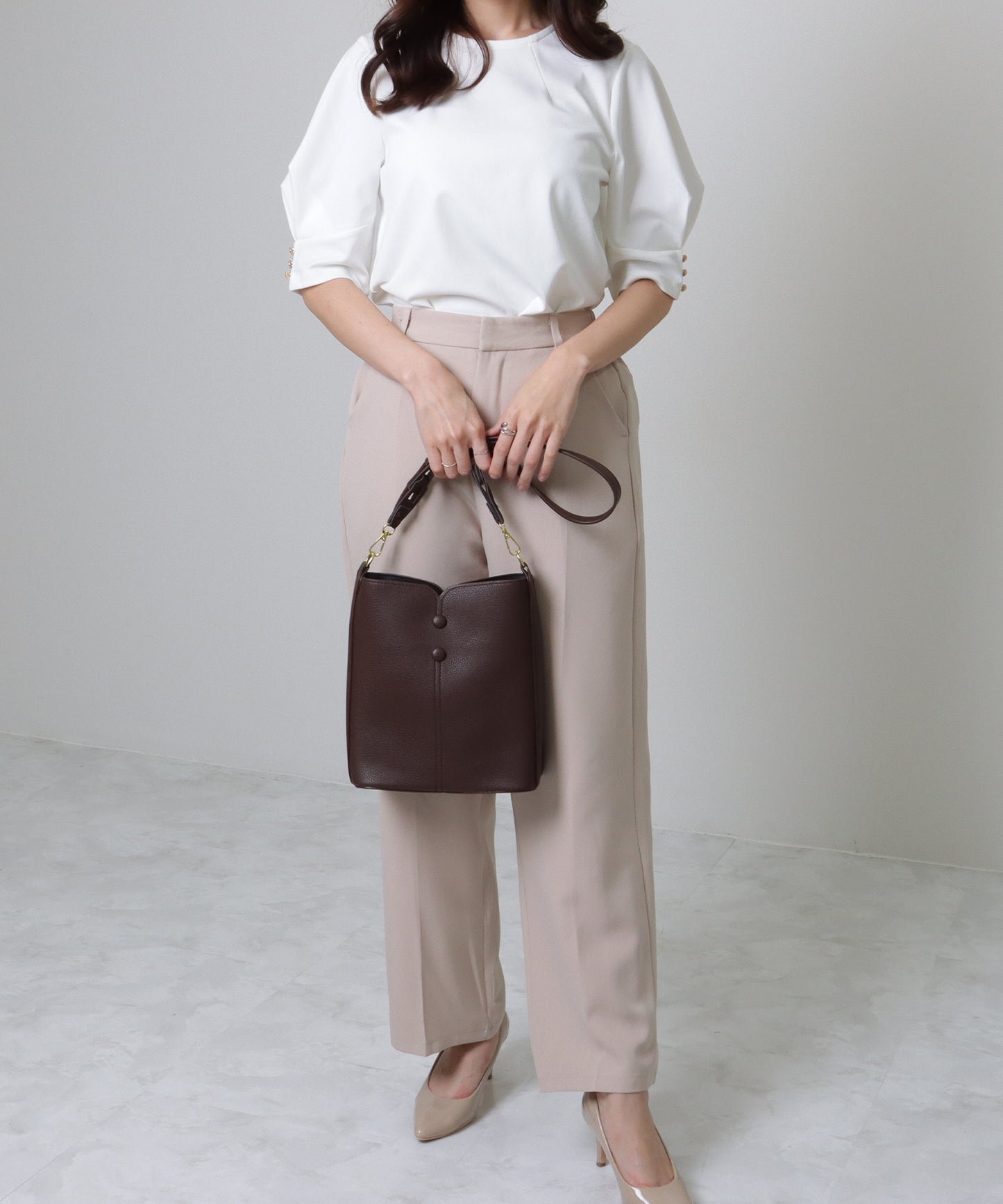 ポーチ付き 2WAY ストラップ レザー調 スクエア バッグ