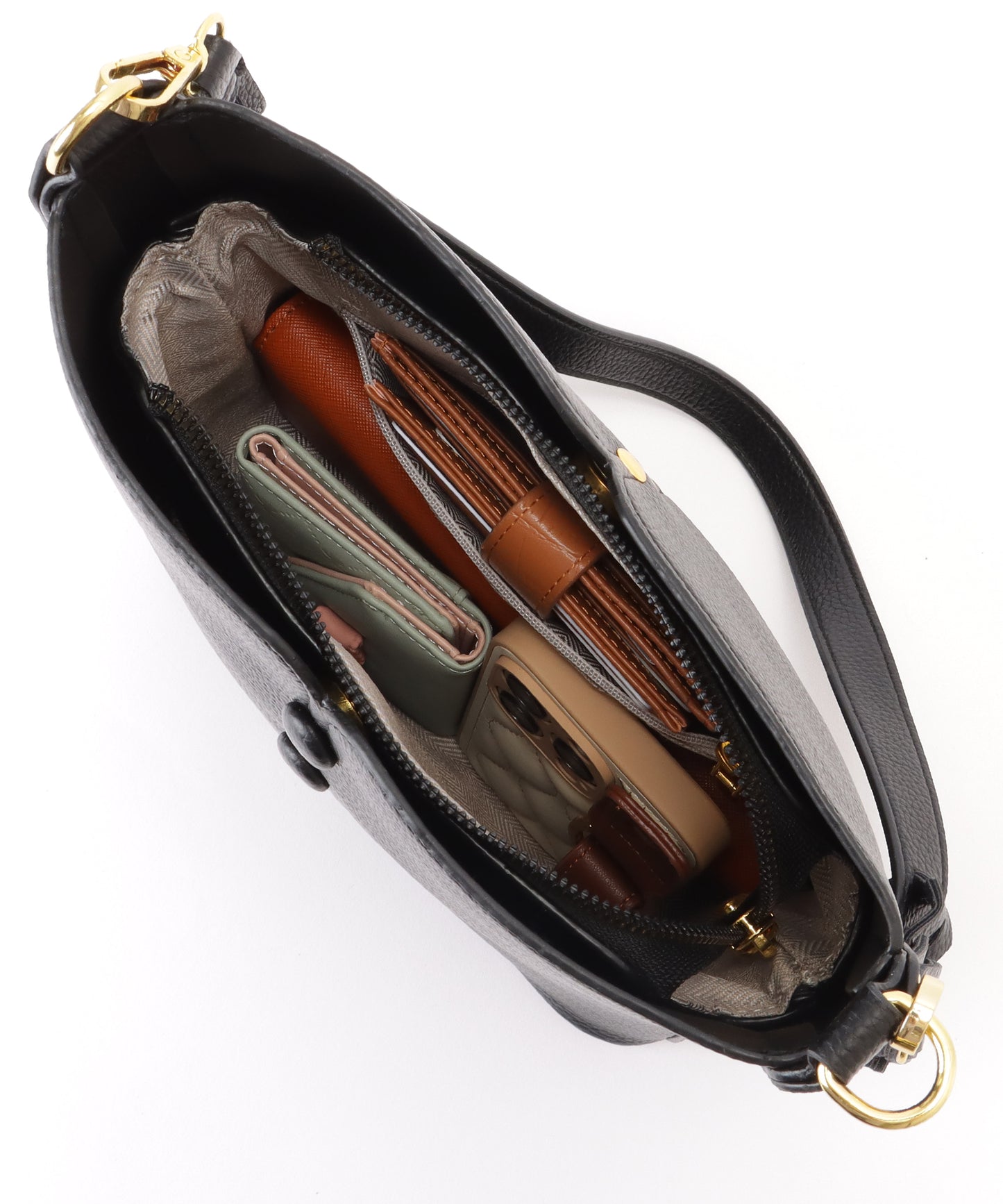 ポーチ付き 2WAY ストラップ レザー調 スクエア バッグ