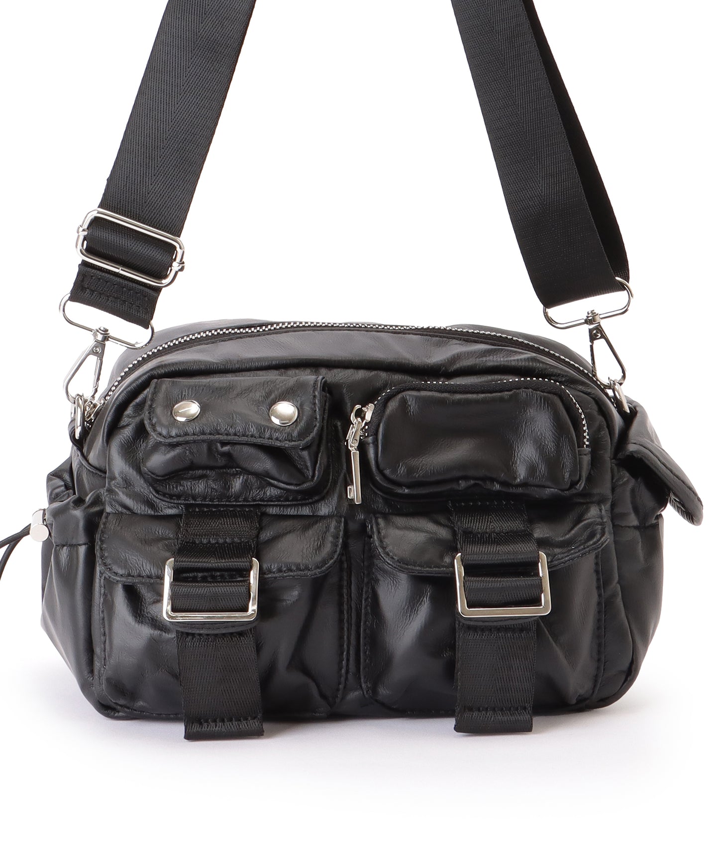 多ポケット スクエア コンパクト ショルダーバッグ