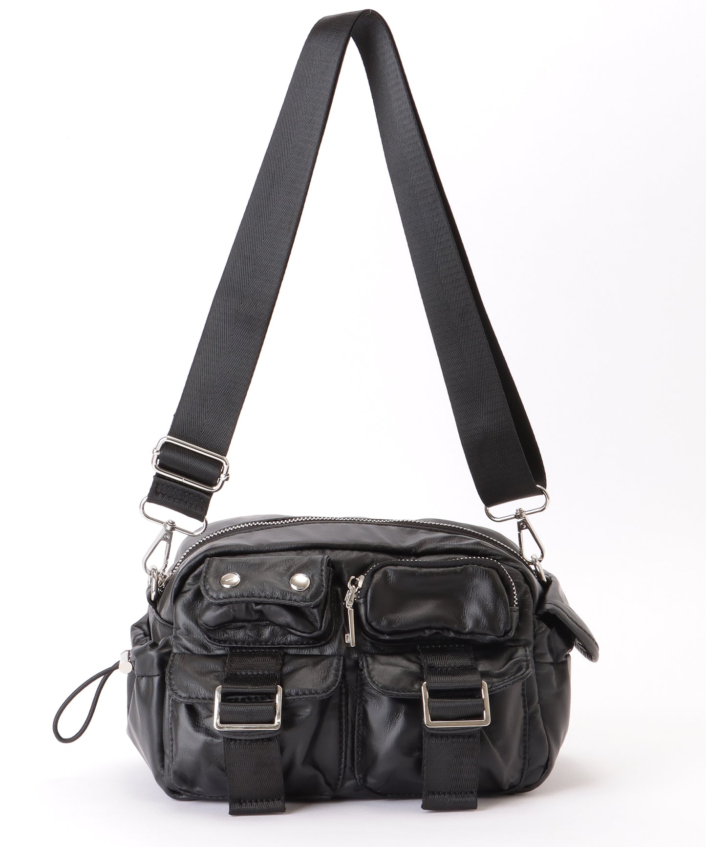 多ポケット スクエア コンパクト ショルダーバッグ