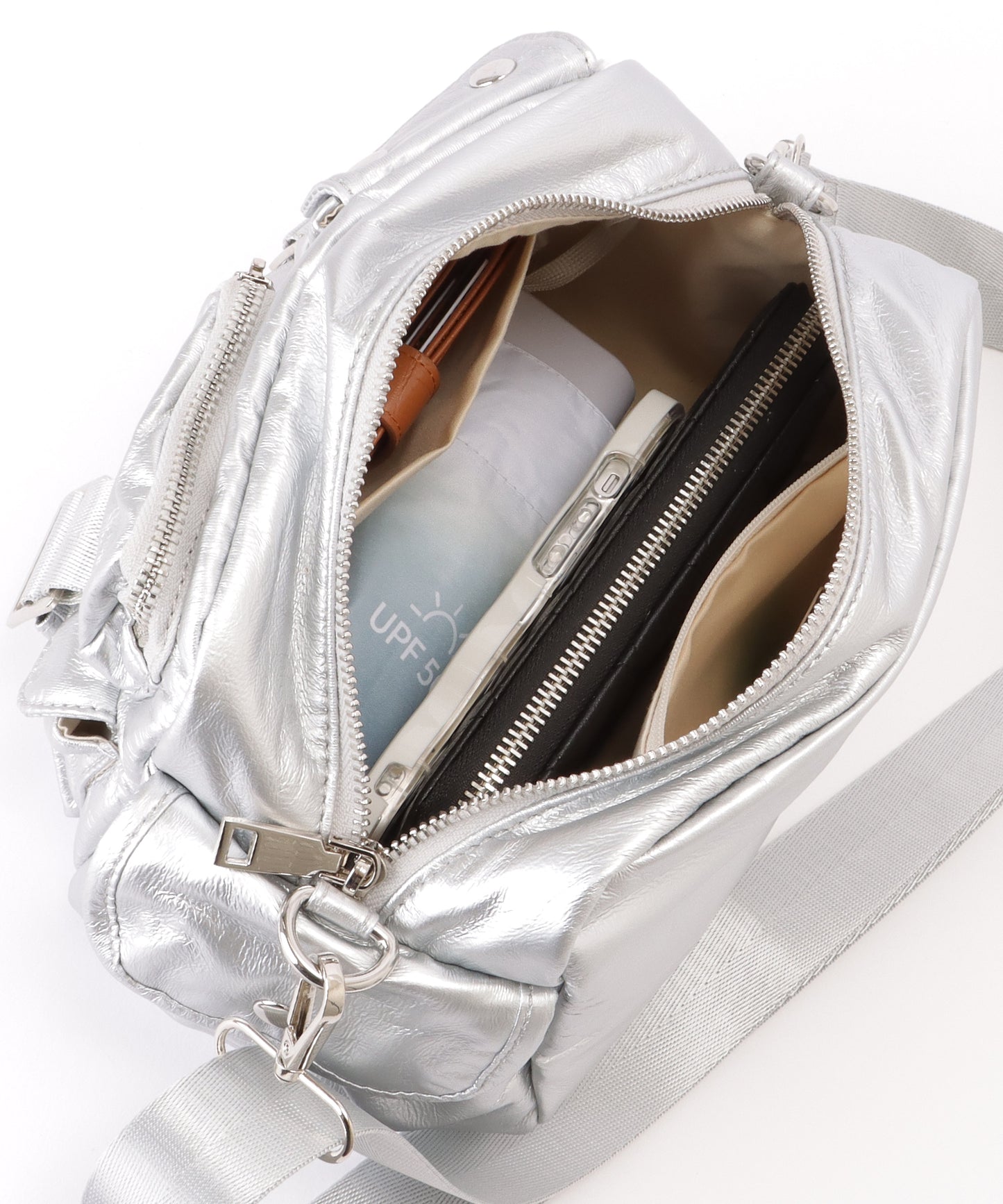 多ポケット スクエア コンパクト ショルダーバッグ