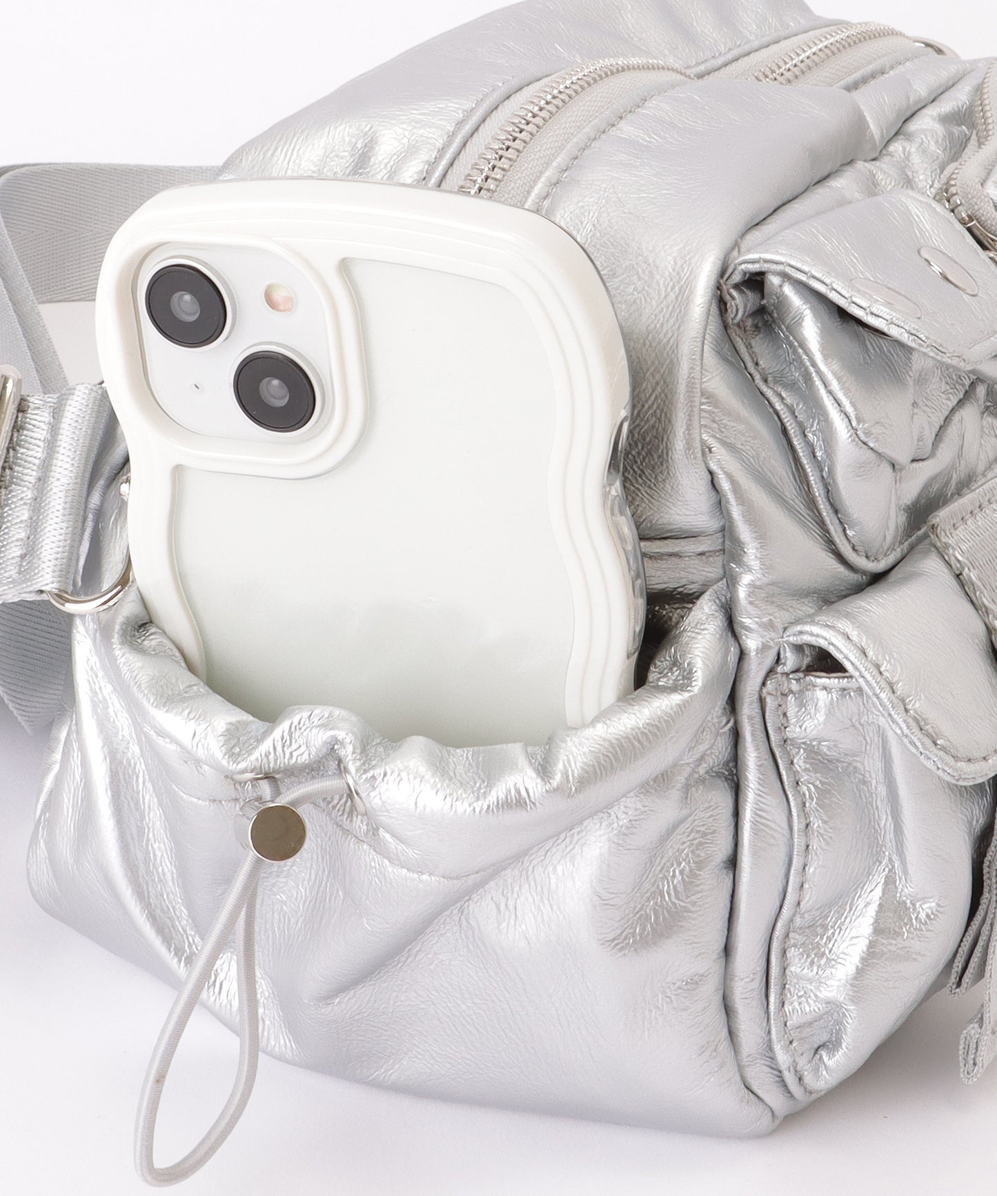 多ポケット スクエア コンパクト ショルダーバッグ