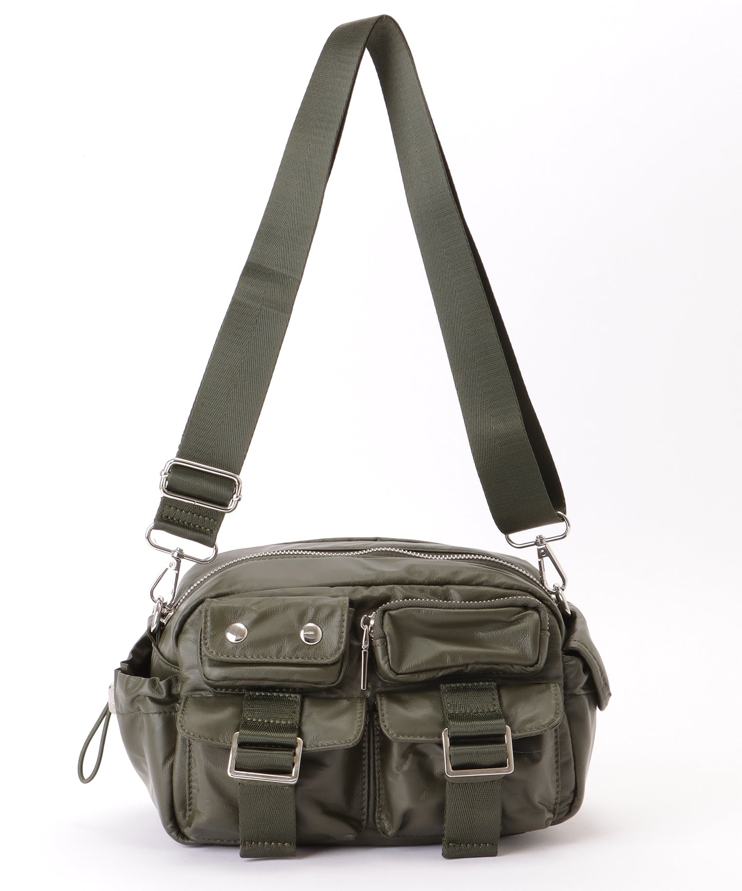 多ポケット スクエア コンパクト ショルダーバッグ