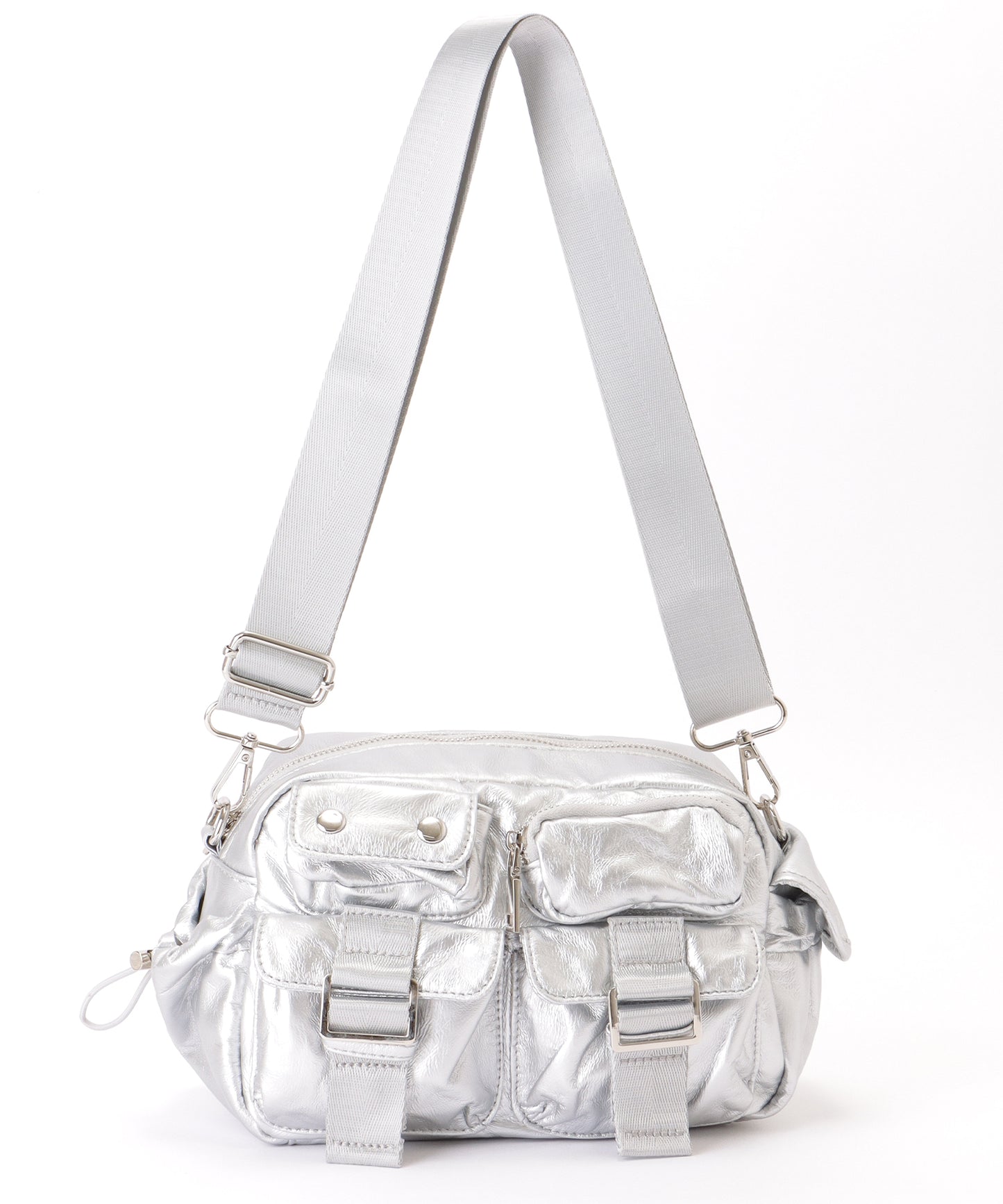 多ポケット スクエア コンパクト ショルダーバッグ