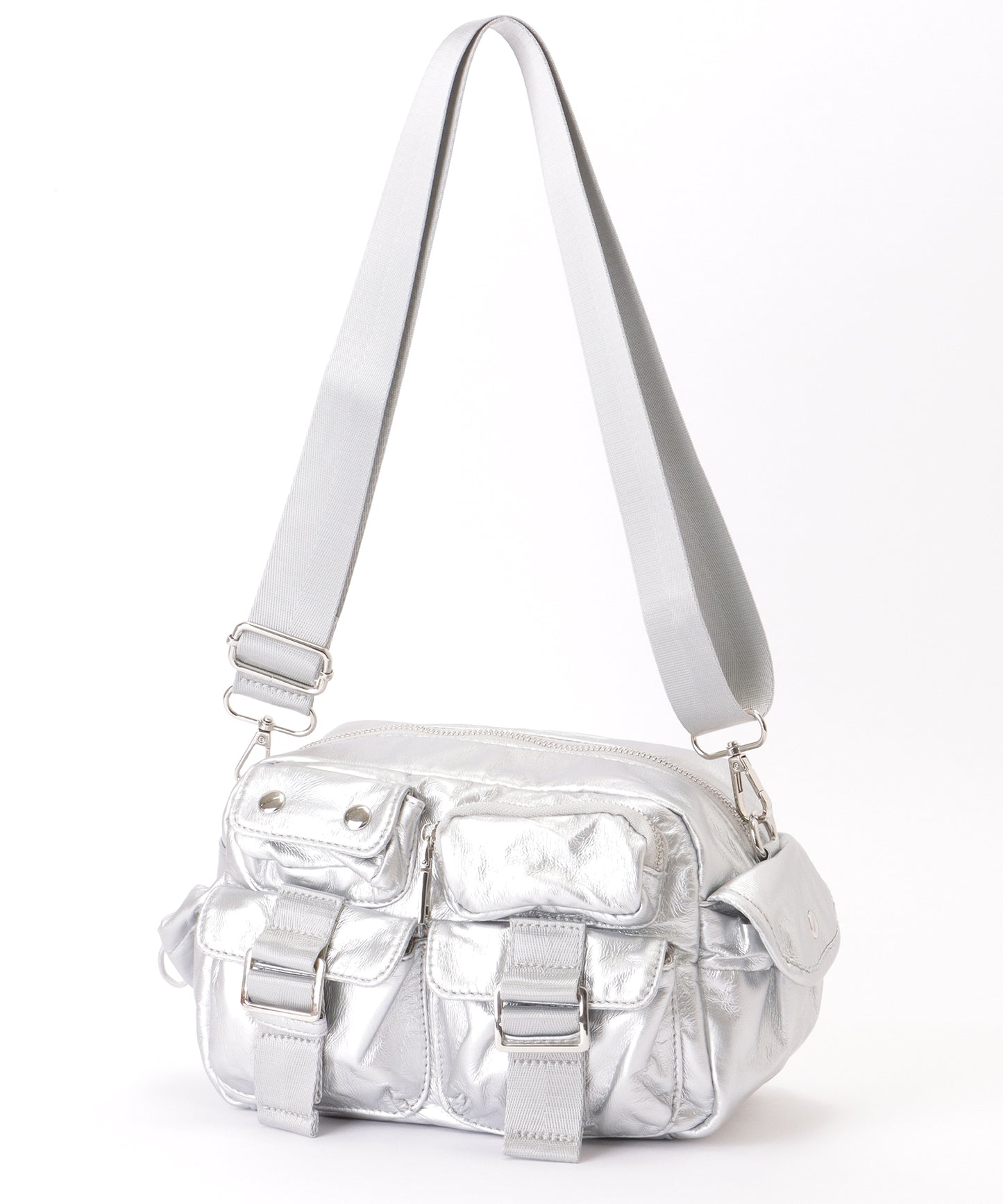 多ポケット スクエア コンパクト ショルダーバッグ