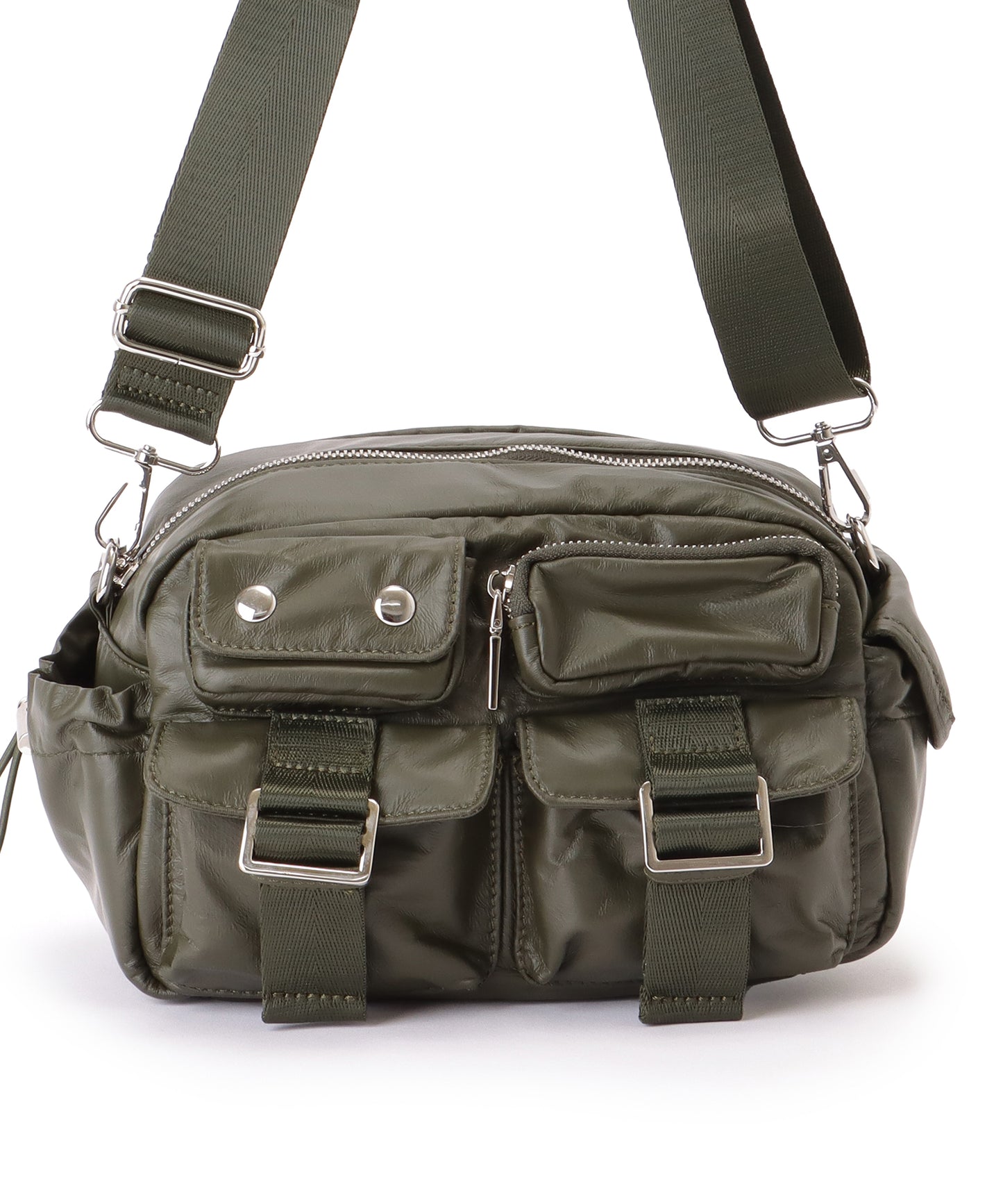 多ポケット スクエア コンパクト ショルダーバッグ