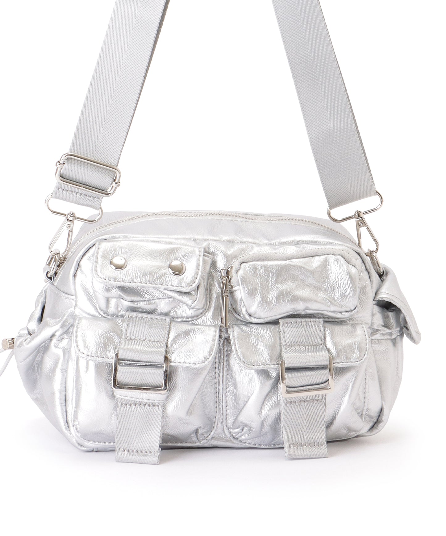 多ポケット スクエア コンパクト ショルダーバッグ