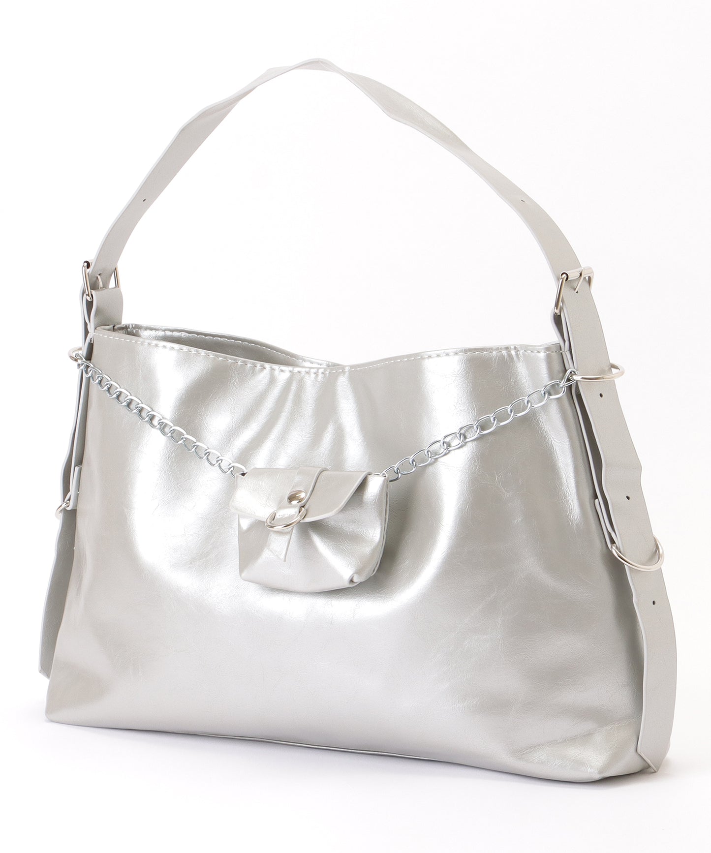 ミニポーチ付き スクエア チェーン ショルダーバッグ