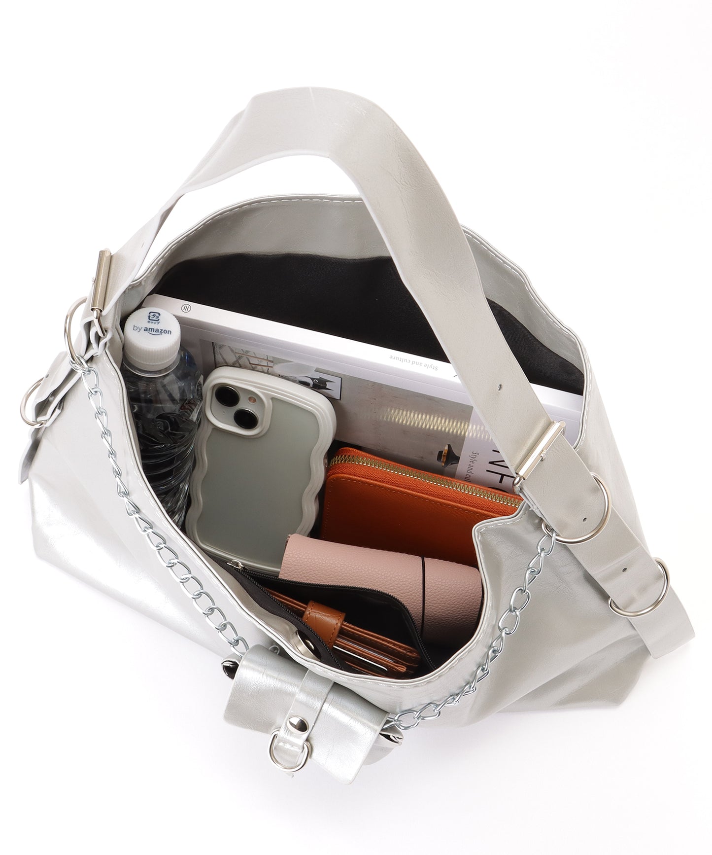 ミニポーチ付き スクエア チェーン ショルダーバッグ