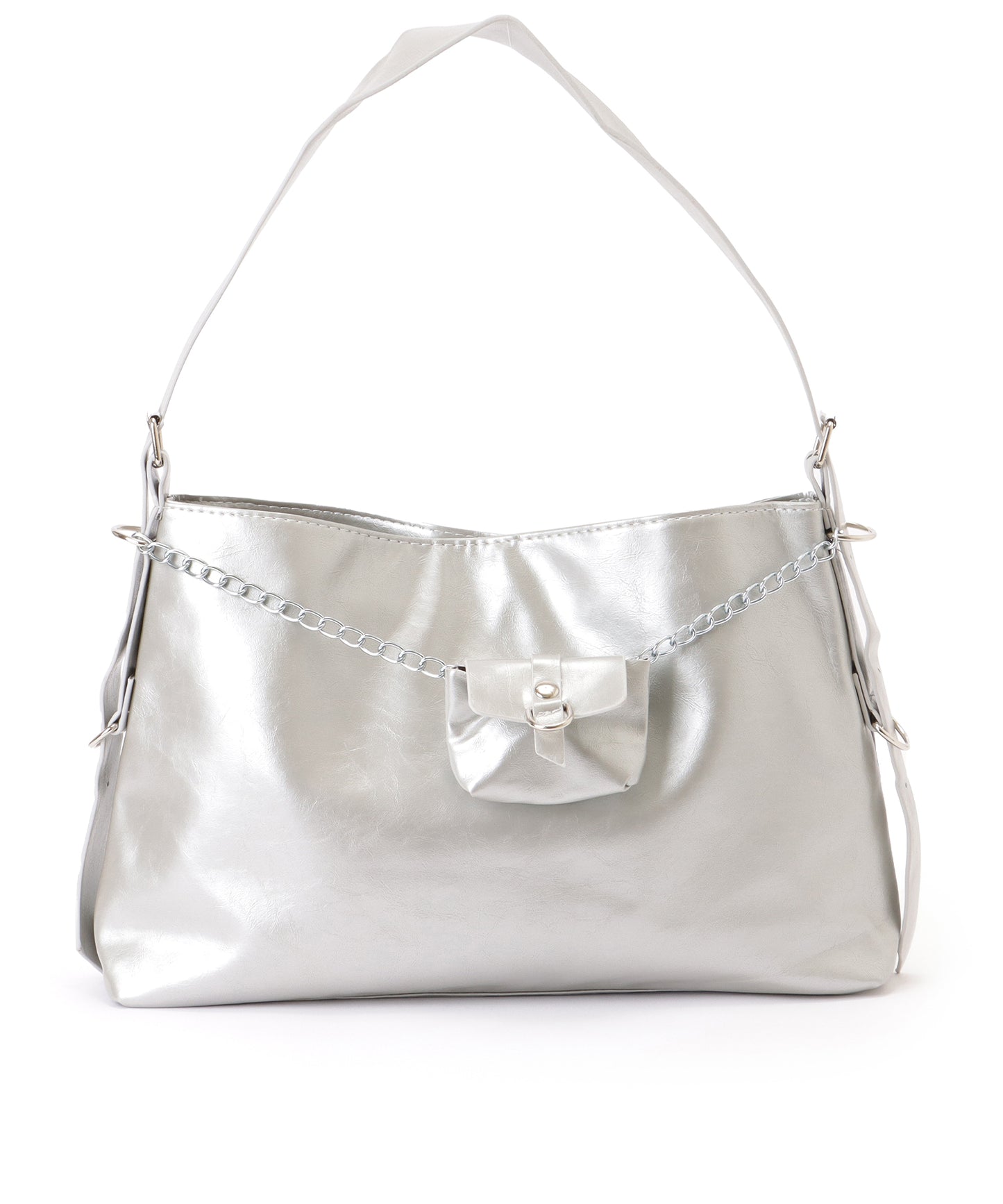 ミニポーチ付き スクエア チェーン ショルダーバッグ