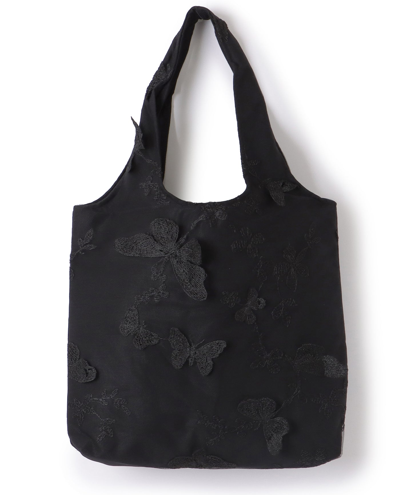 シアー レイヤード 刺繍モチーフ付き ソフト ショルダーバッグ