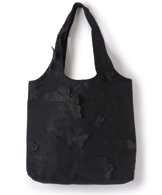 シアー レイヤード 刺繍モチーフ付き ソフト ショルダーバッグ