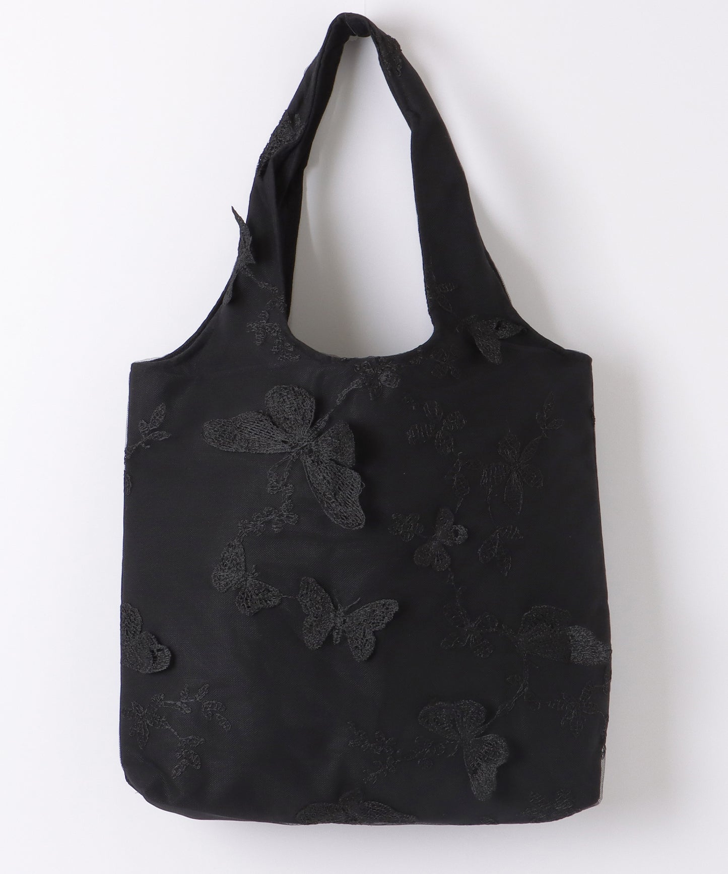 シアー レイヤード 刺繍モチーフ付き ソフト ショルダーバッグ