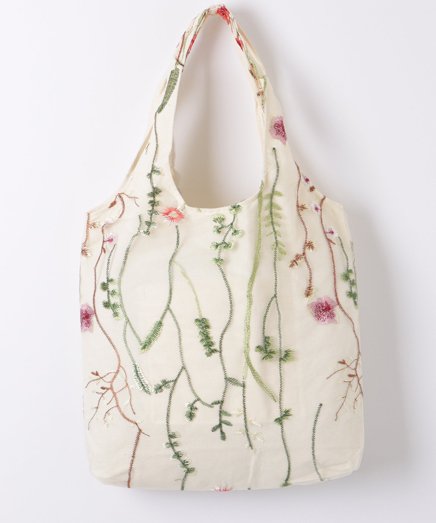 シアー レイヤード 刺繍モチーフ付き ソフト ショルダーバッグ