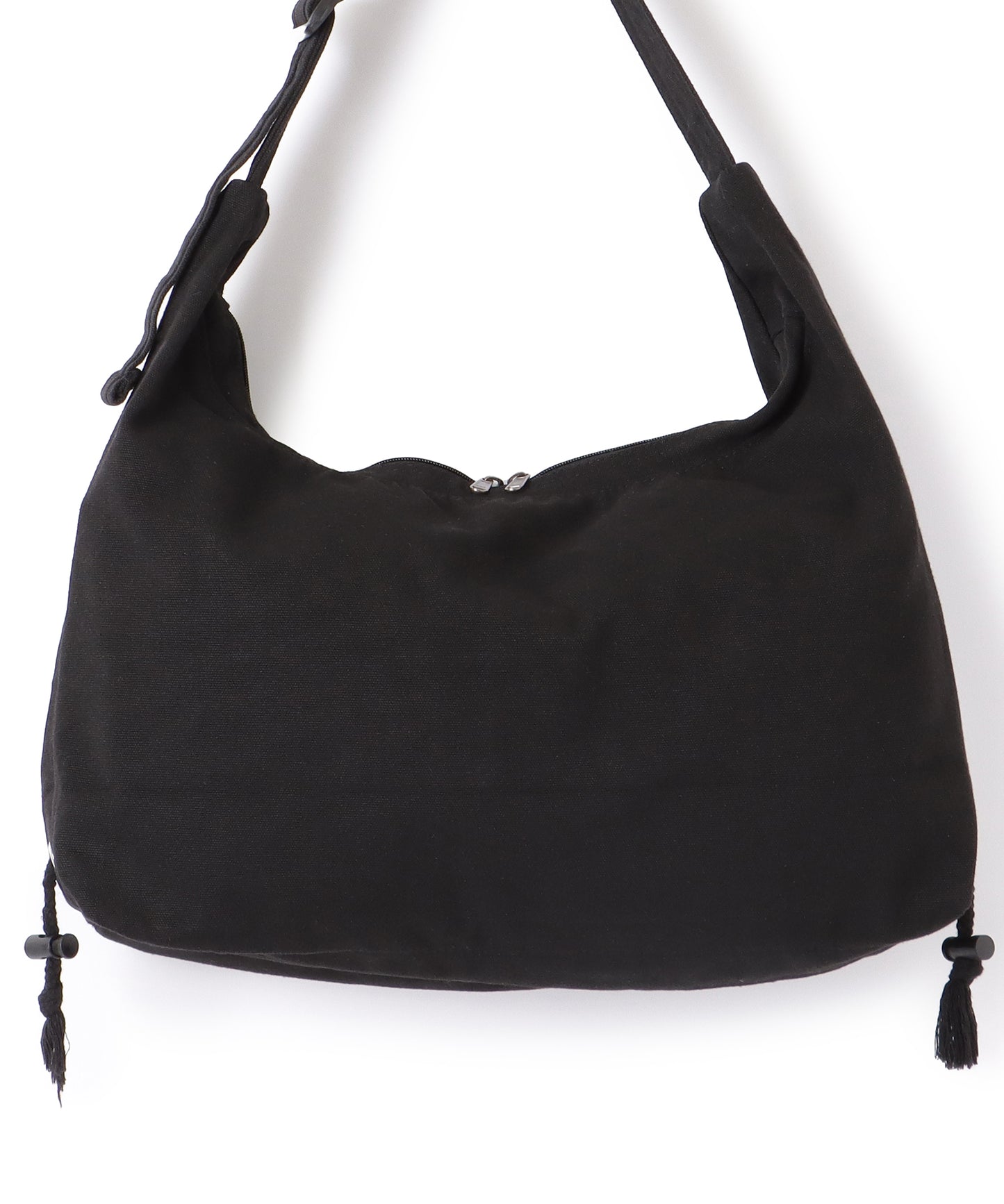 ドローコード付き ソリッドカラー ソフト ショルダー ファスナー バッグ