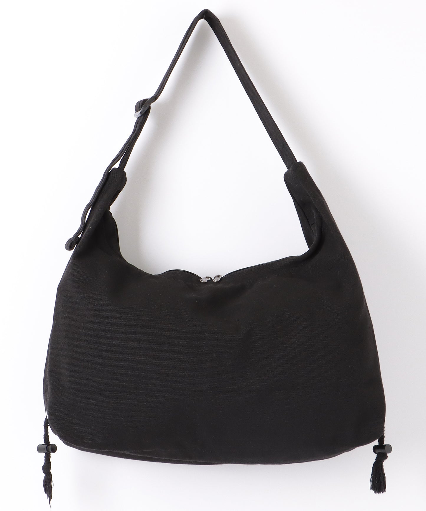 ドローコード付き ソリッドカラー ソフト ショルダー ファスナー バッグ