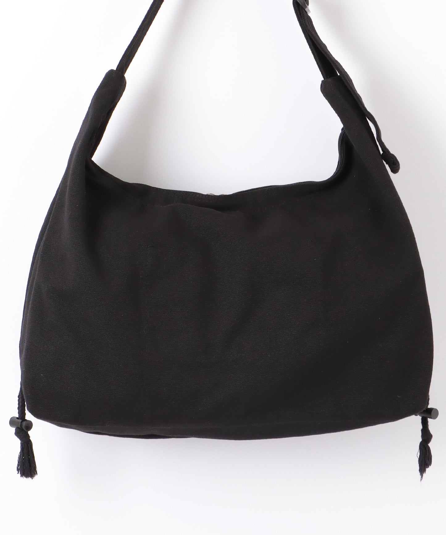 ドローコード付き ソリッドカラー ソフト ショルダー ファスナー バッグ