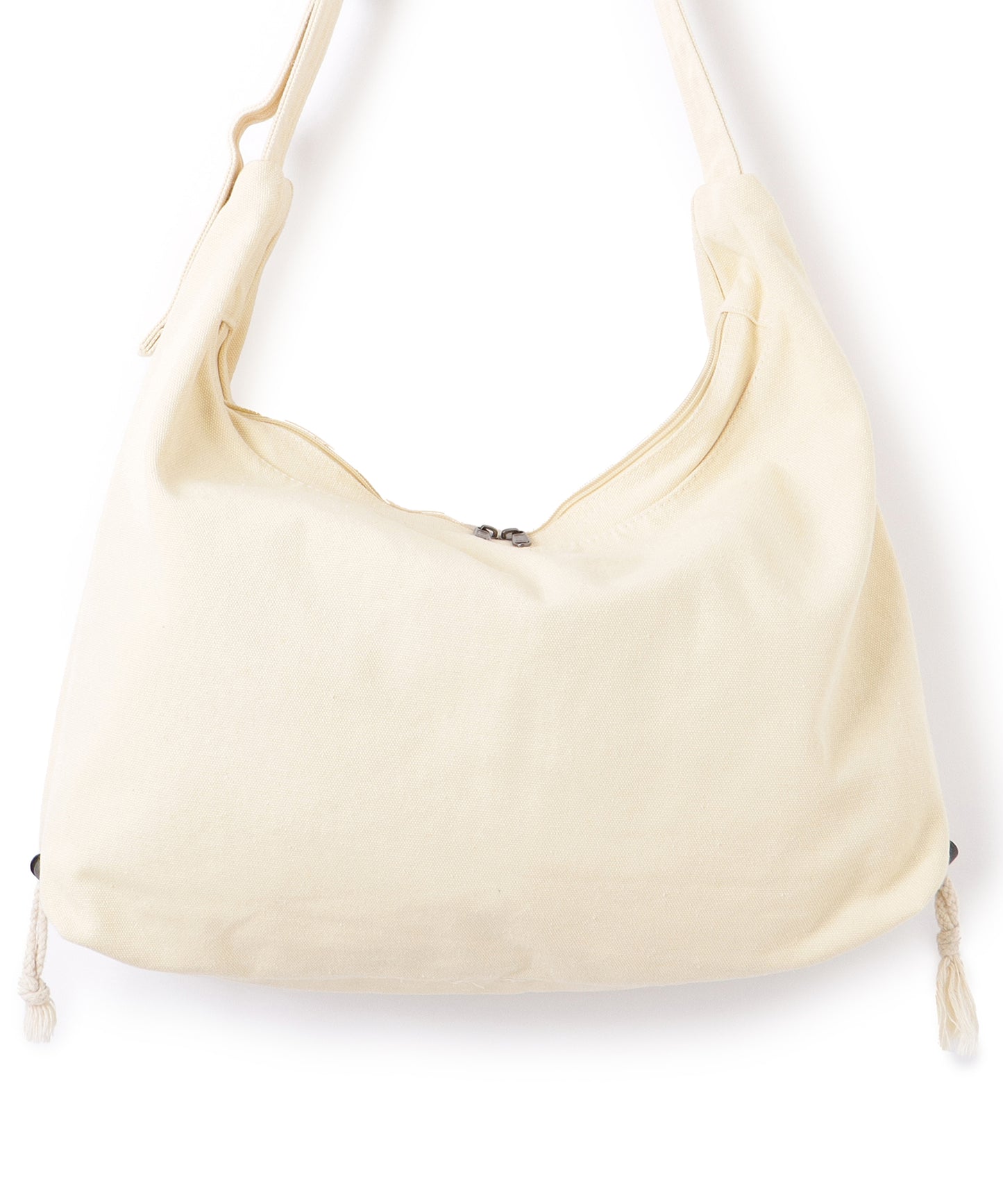 ドローコード付き ソリッドカラー ソフト ショルダー ファスナー バッグ