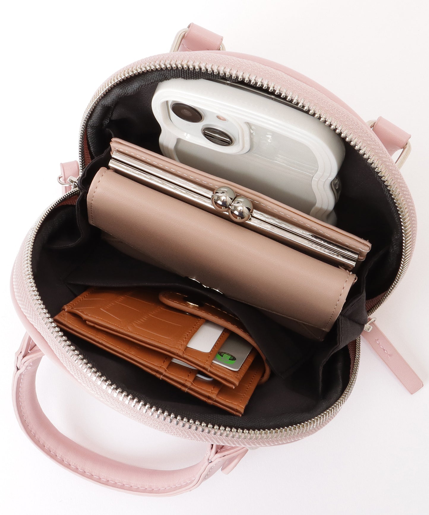 ハートチャーム付き 2WAY ミニ ラウンド ショルダーバッグ