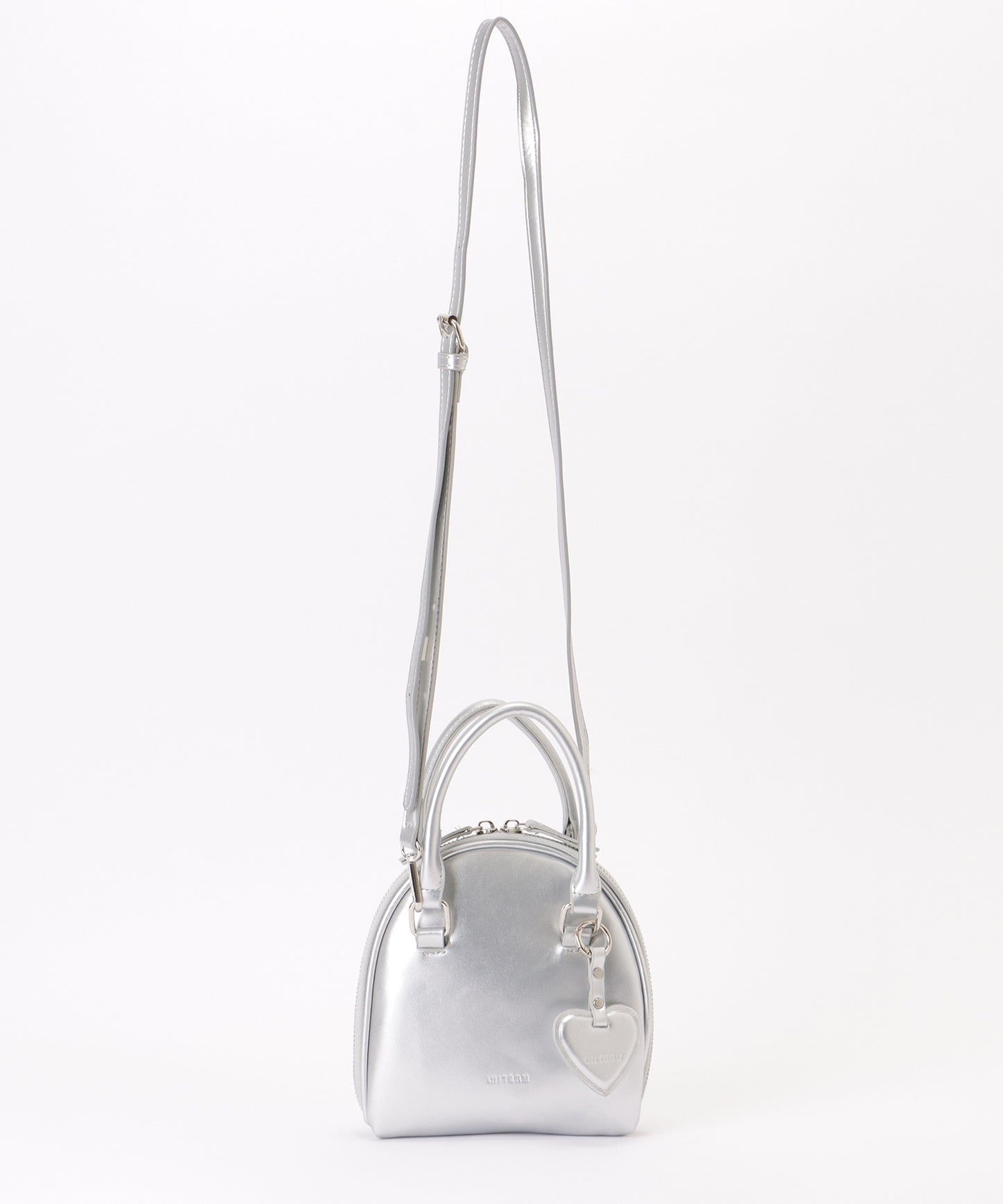 ハートチャーム付き 2WAY ミニ ラウンド ショルダーバッグ