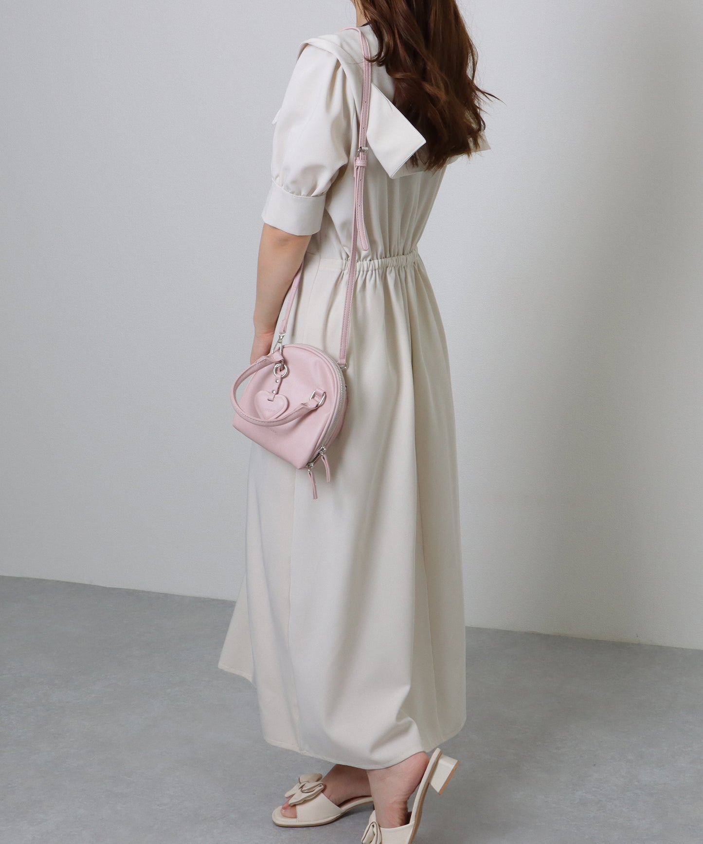 ハートチャーム付き 2WAY ミニ ラウンド ショルダーバッグ