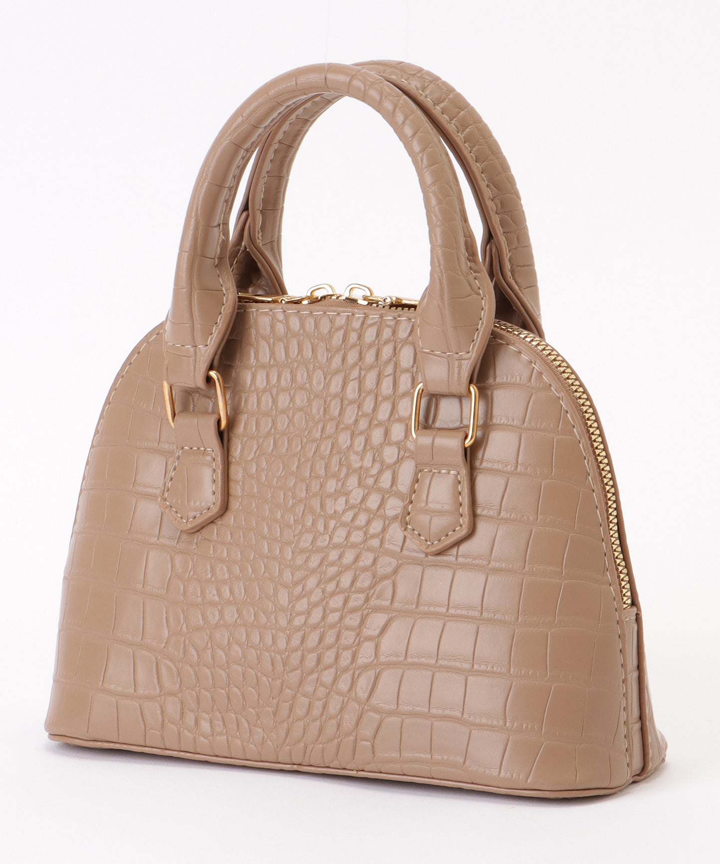 クロコ 型押し コンパクト レザー調 ショルダーバッグ