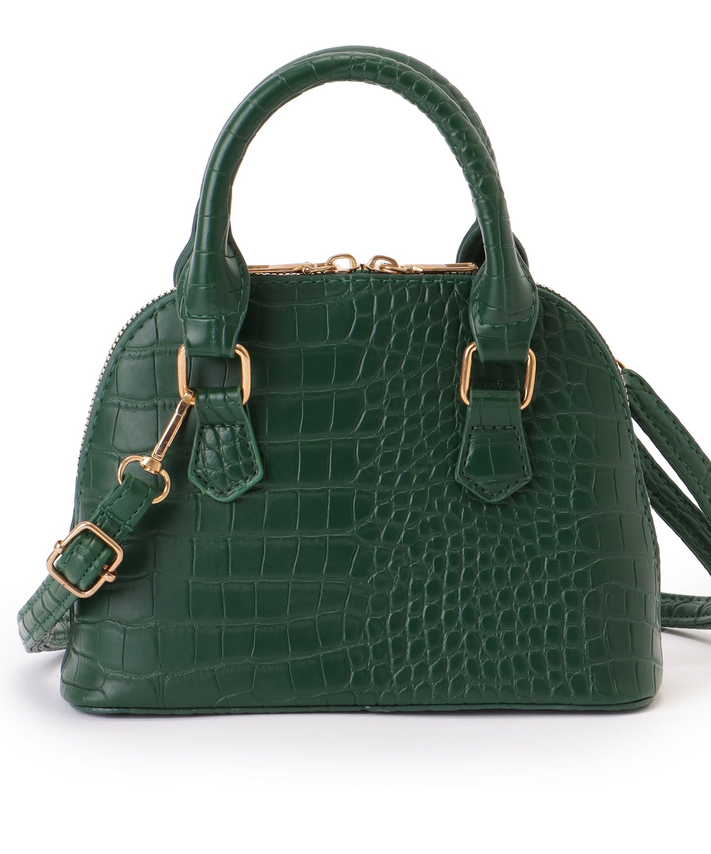 クロコ 型押し コンパクト レザー調 ショルダーバッグ