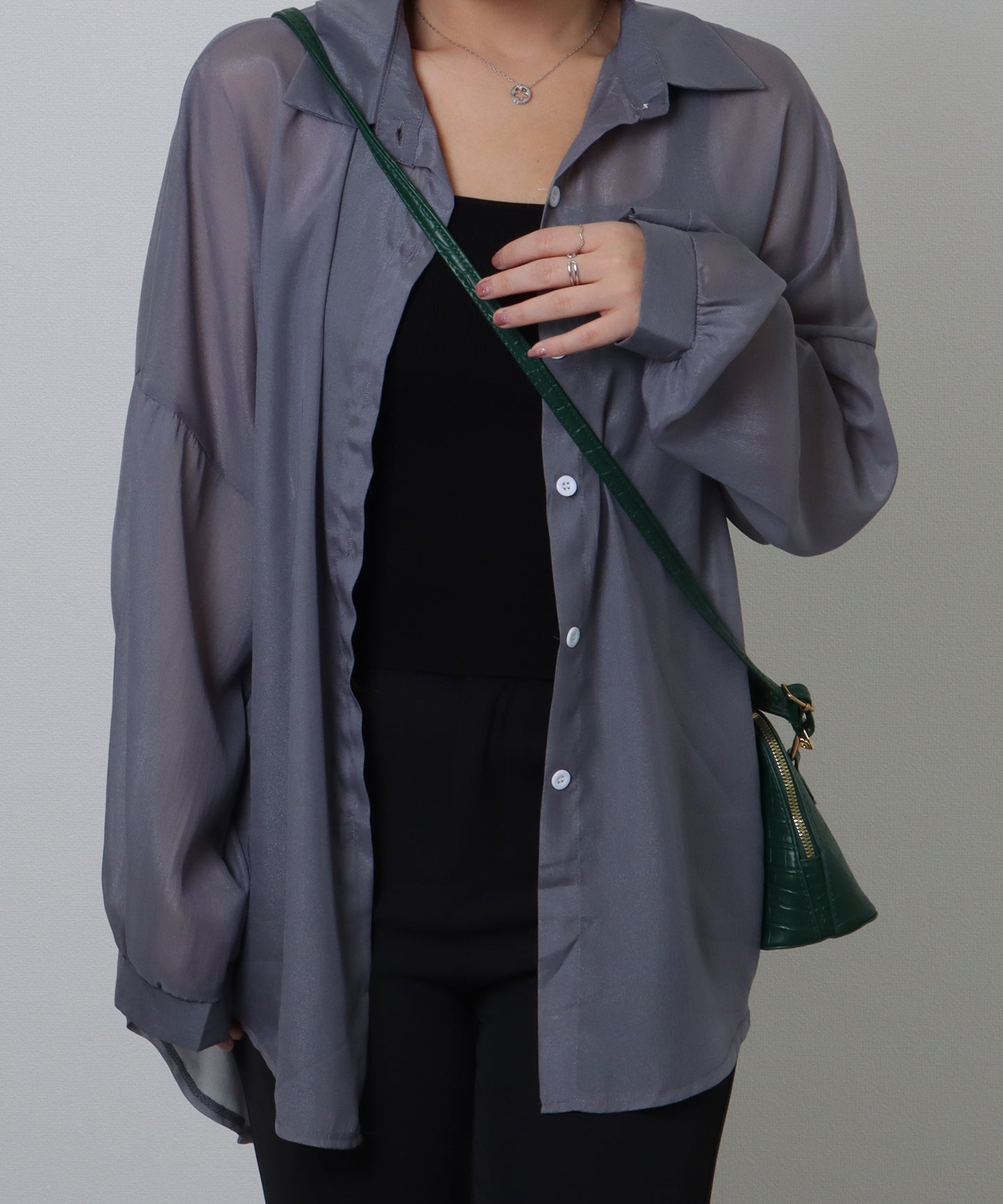 クロコ 型押し コンパクト レザー調 ショルダーバッグ