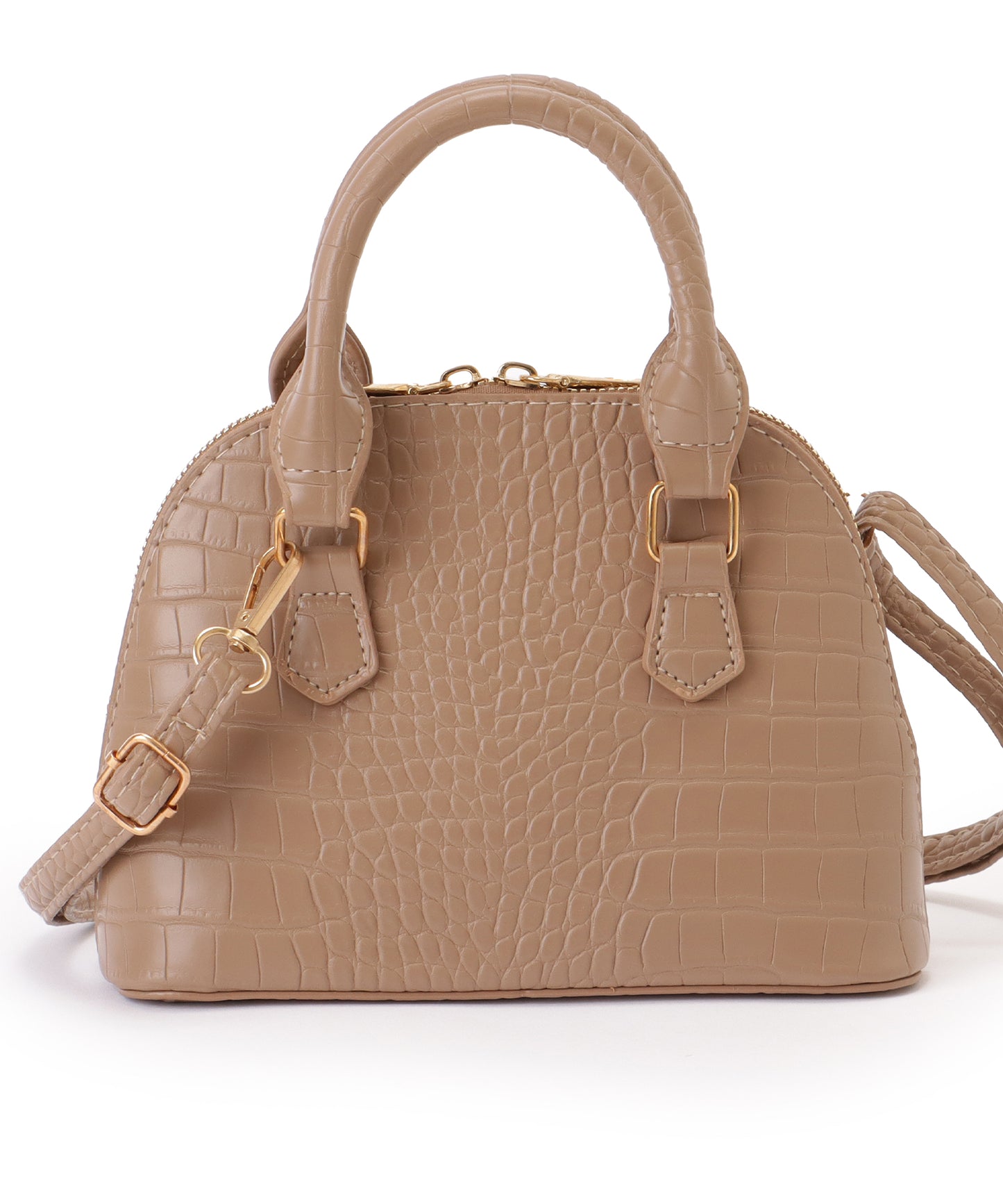 クロコ 型押し コンパクト レザー調 ショルダーバッグ