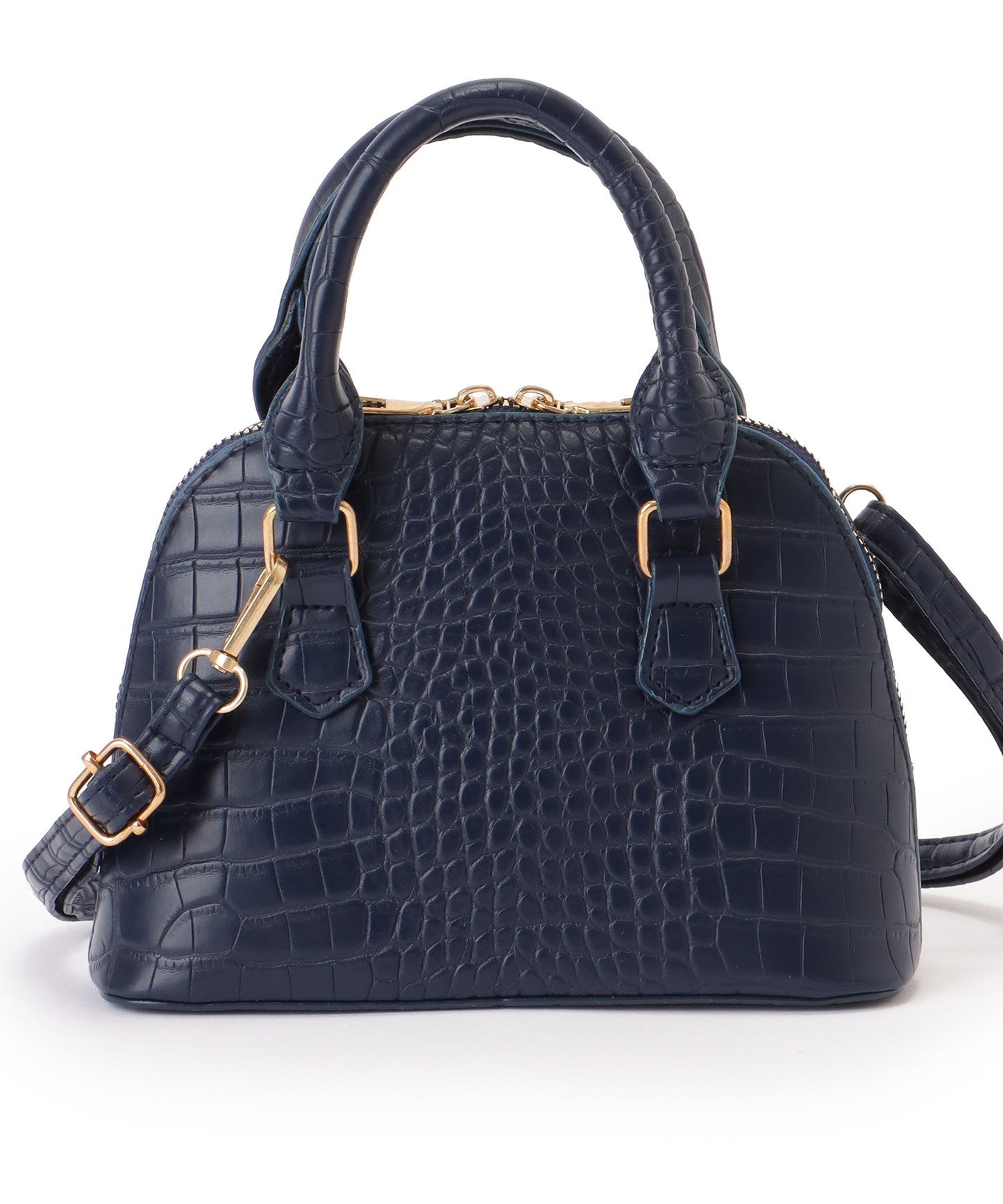 クロコ 型押し コンパクト レザー調 ショルダーバッグ