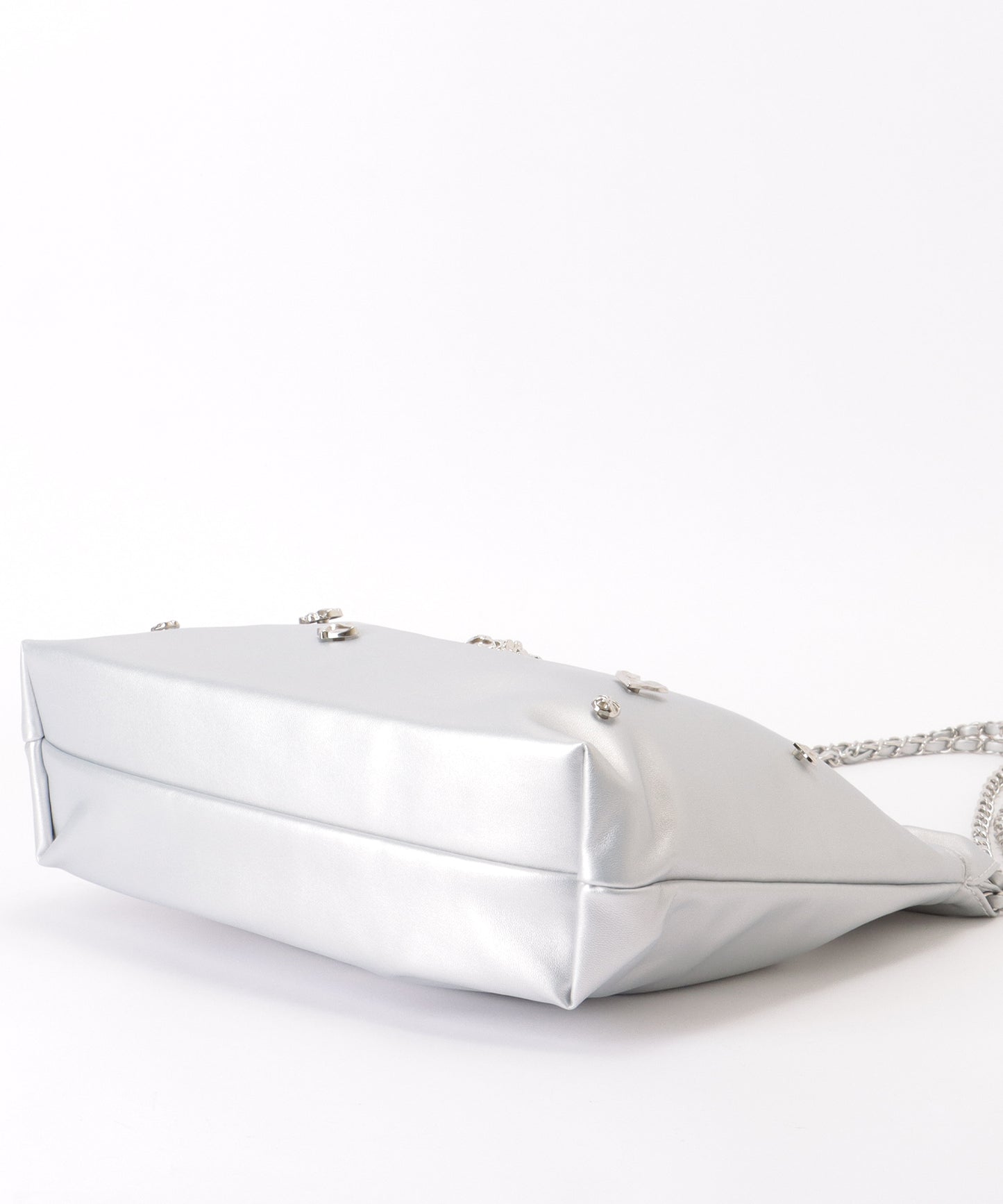 メタリック モチーフ付き 巾着 チェーン ショルダーバッグ