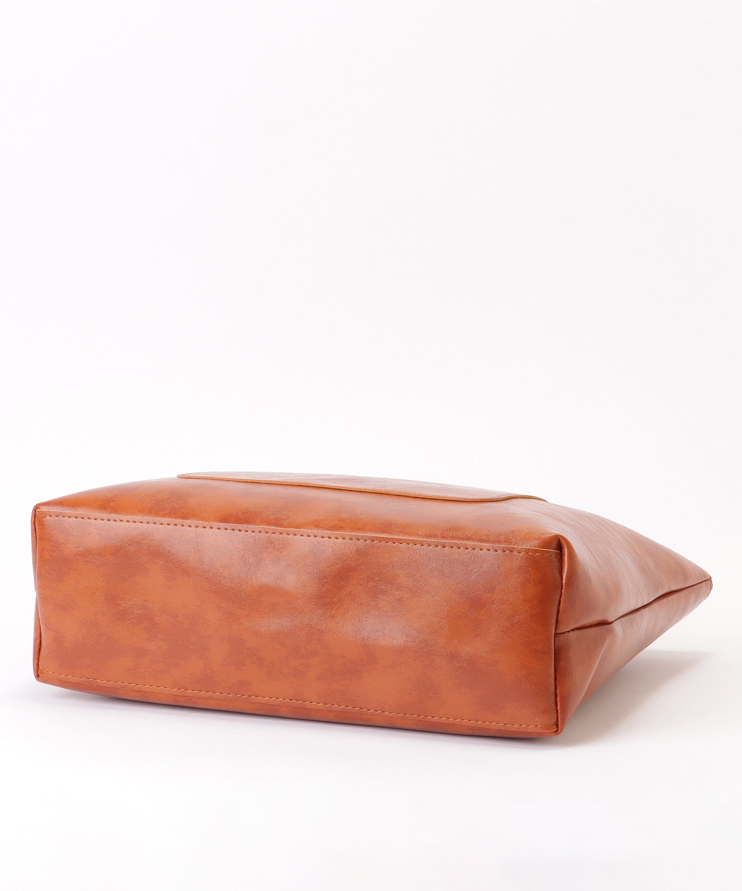 メタリックバー付き レザー調 スクエア ロング トートバッグ