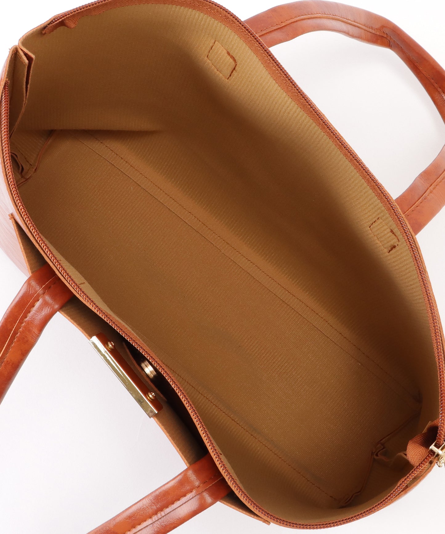 メタリックバー付き レザー調 スクエア ロング トートバッグ