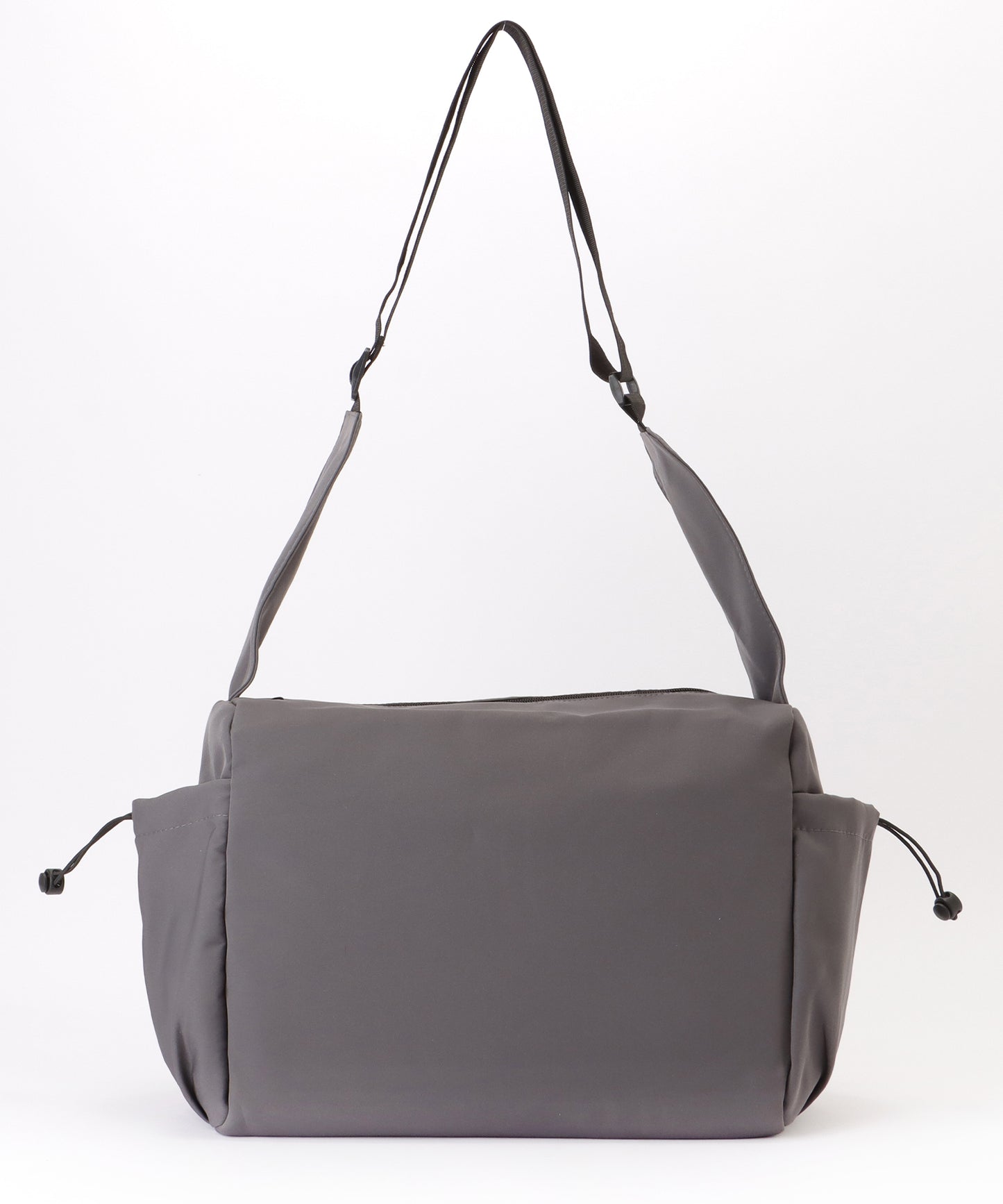 ソリッドカラー ドローコード付き 多ポケット ショルダーバッグ