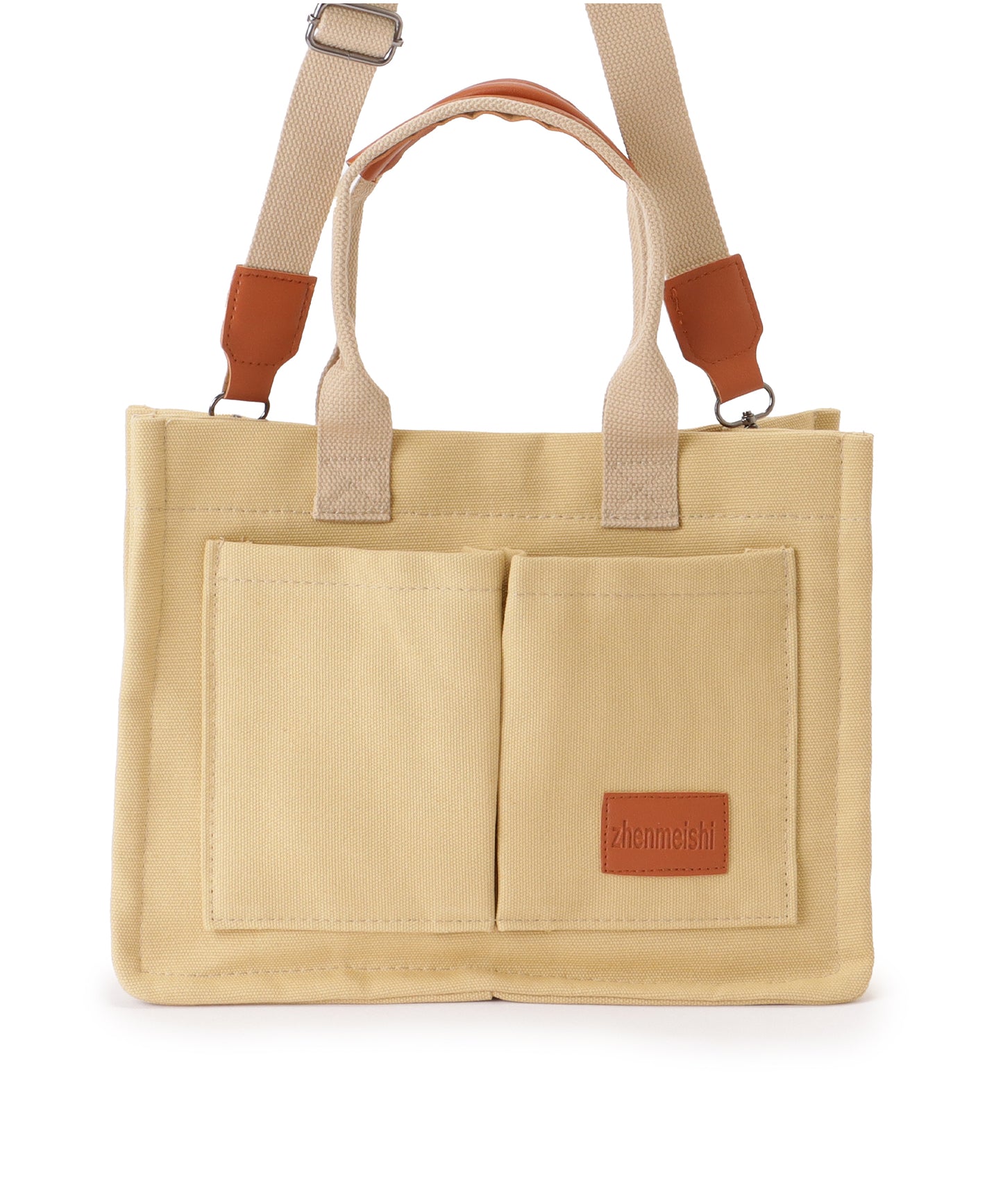 2WAY スクエア 大容量 キャンバス ショルダーバッグ