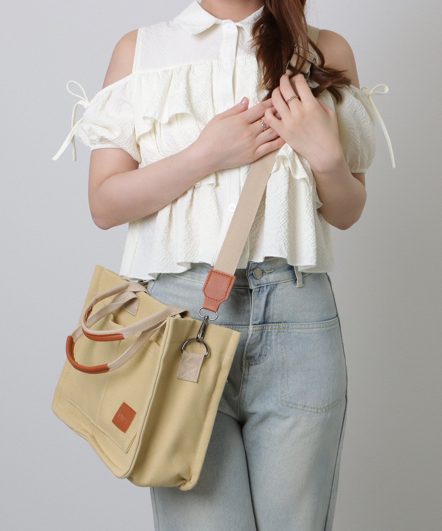 2WAY スクエア 大容量 キャンバス ショルダーバッグ